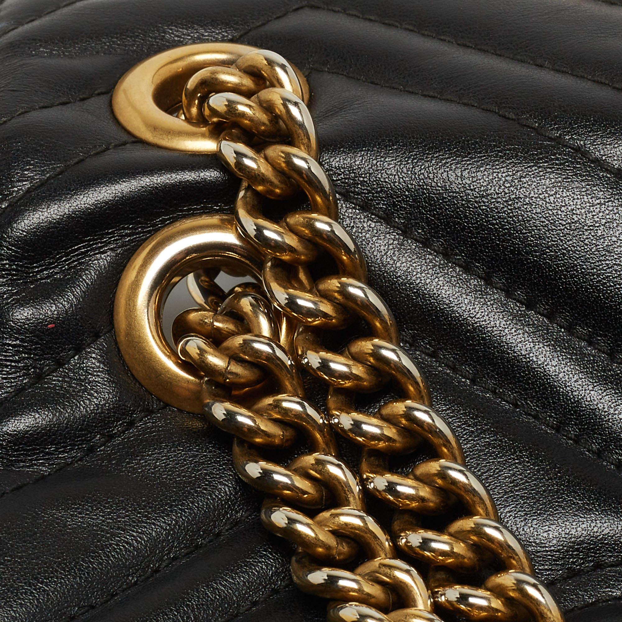 Gucci Black Matelasse Leather Mini GG Marmont Crossbody Bag 15