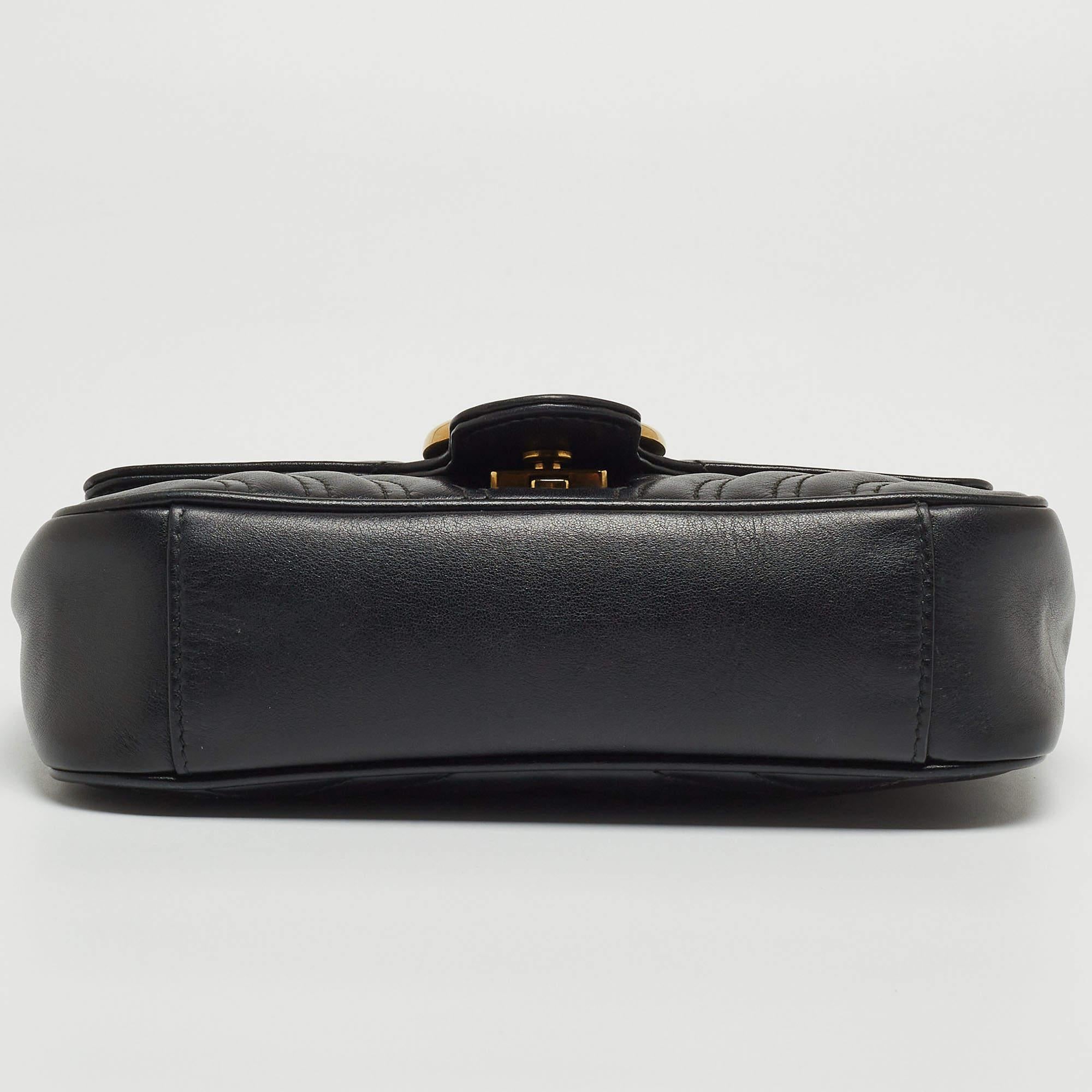 Gucci Black Matelasse Leather Mini GG Marmont Crossbody Bag 1