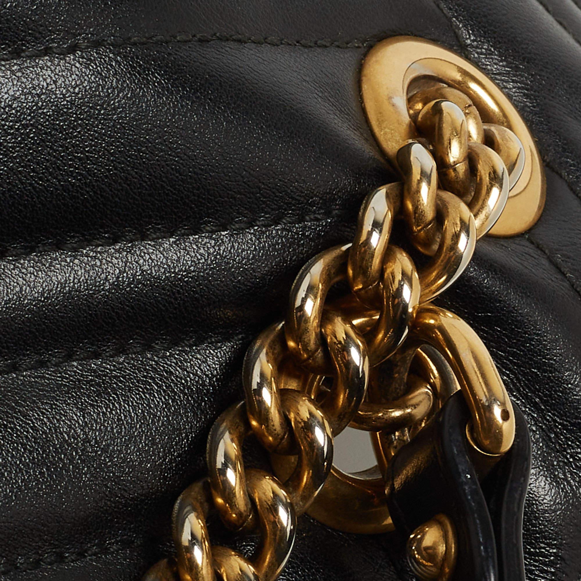 Gucci Black Matelasse Leather Mini GG Marmont Crossbody Bag 3