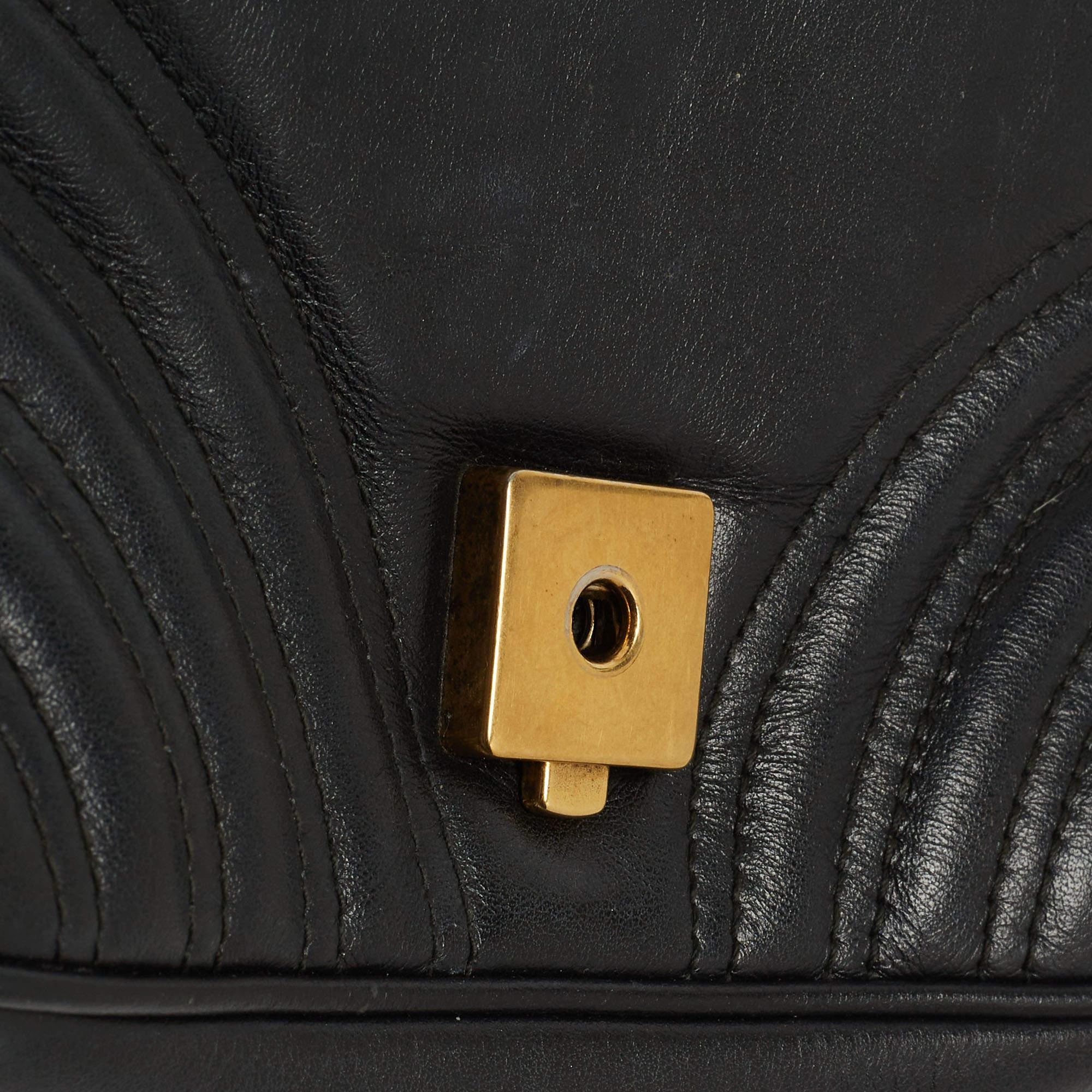 Gucci Black Matelasse Leather Mini GG Marmont Crossbody Bag 4