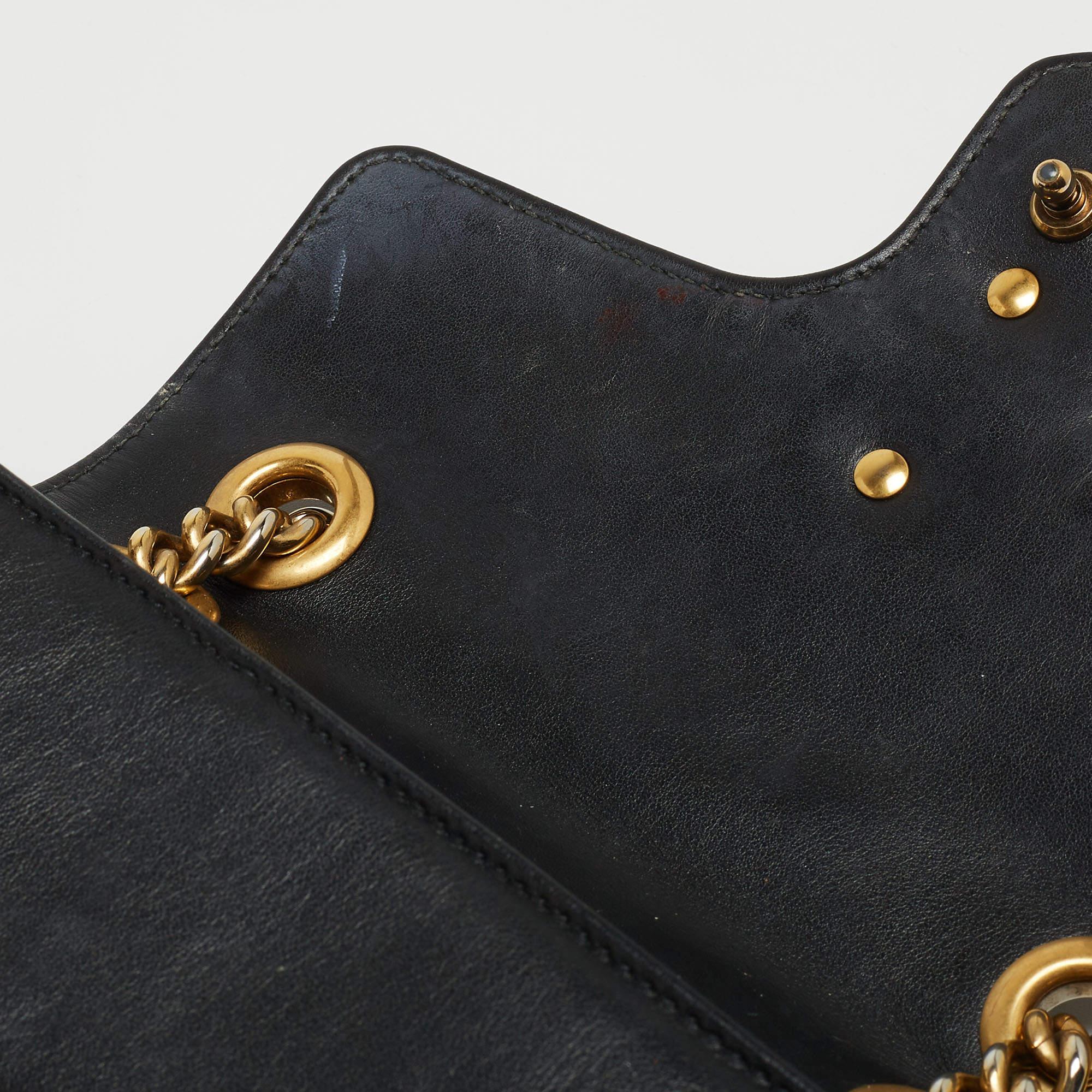 Gucci Black Matelasse Leather Mini GG Marmont Crossbody Bag 5