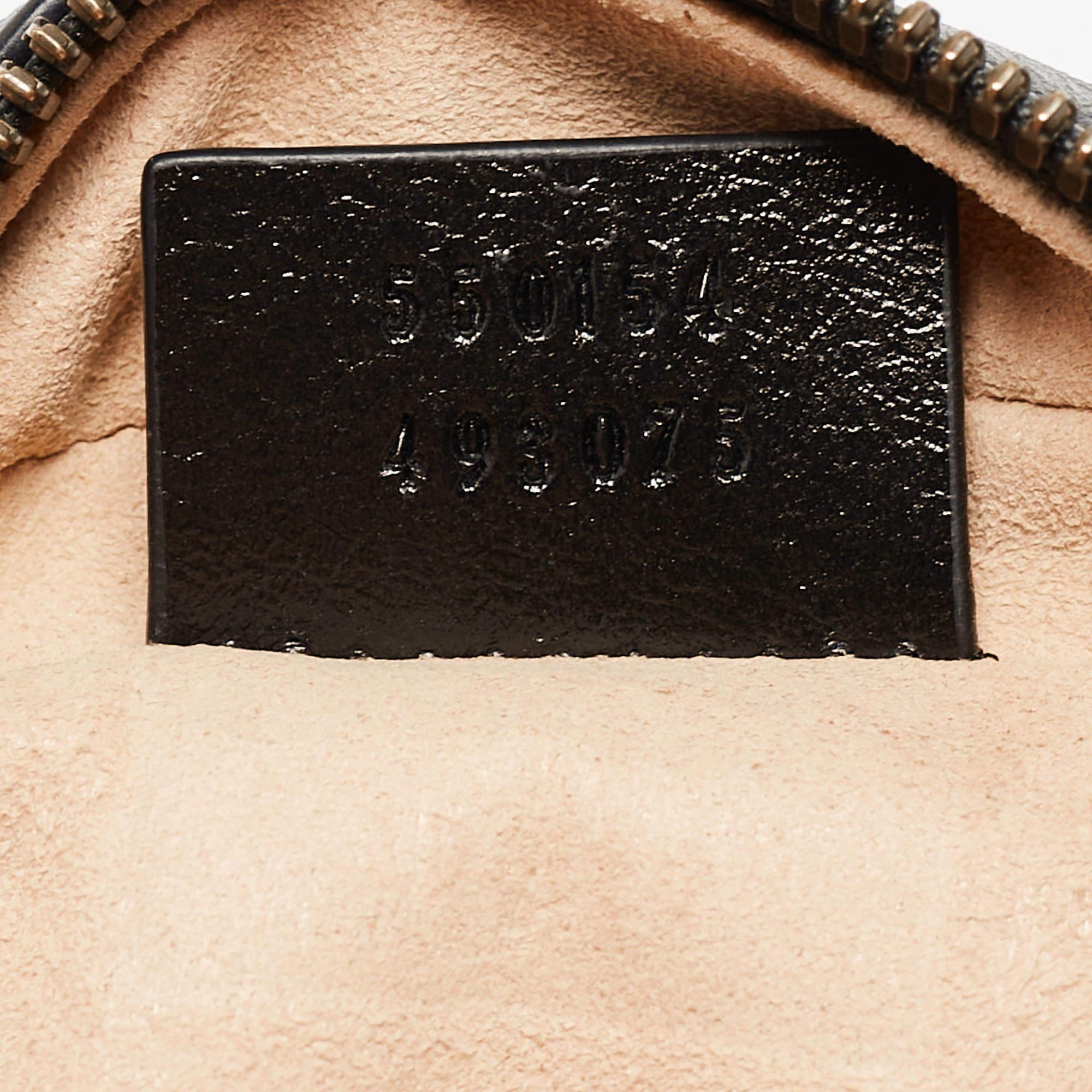 Gucci Black Matelassé Leather Mini GG Marmont Round Crossbody Bag 4