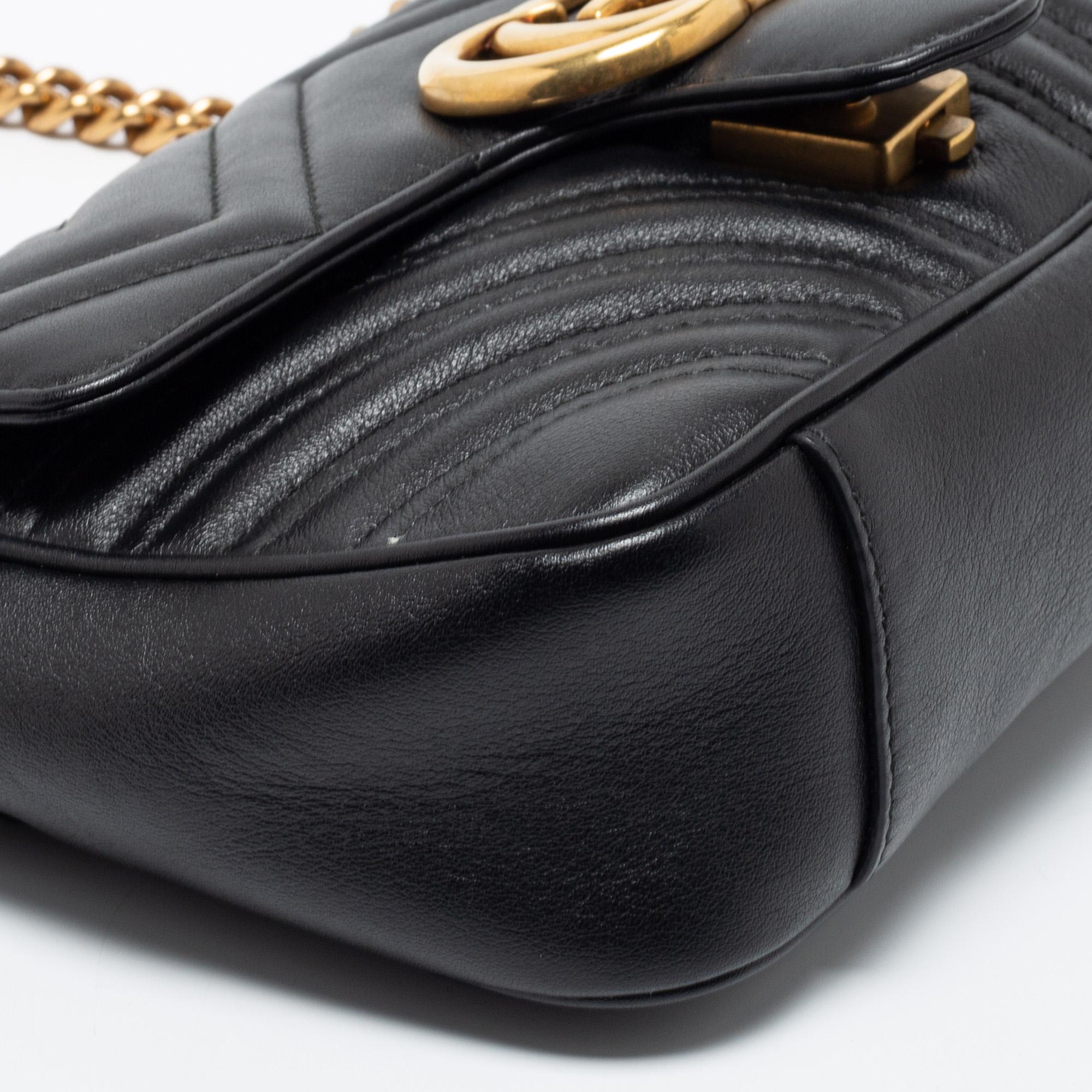 Gucci Black Matelassé Leather Mini GG Marmont Shoulder Bag 5