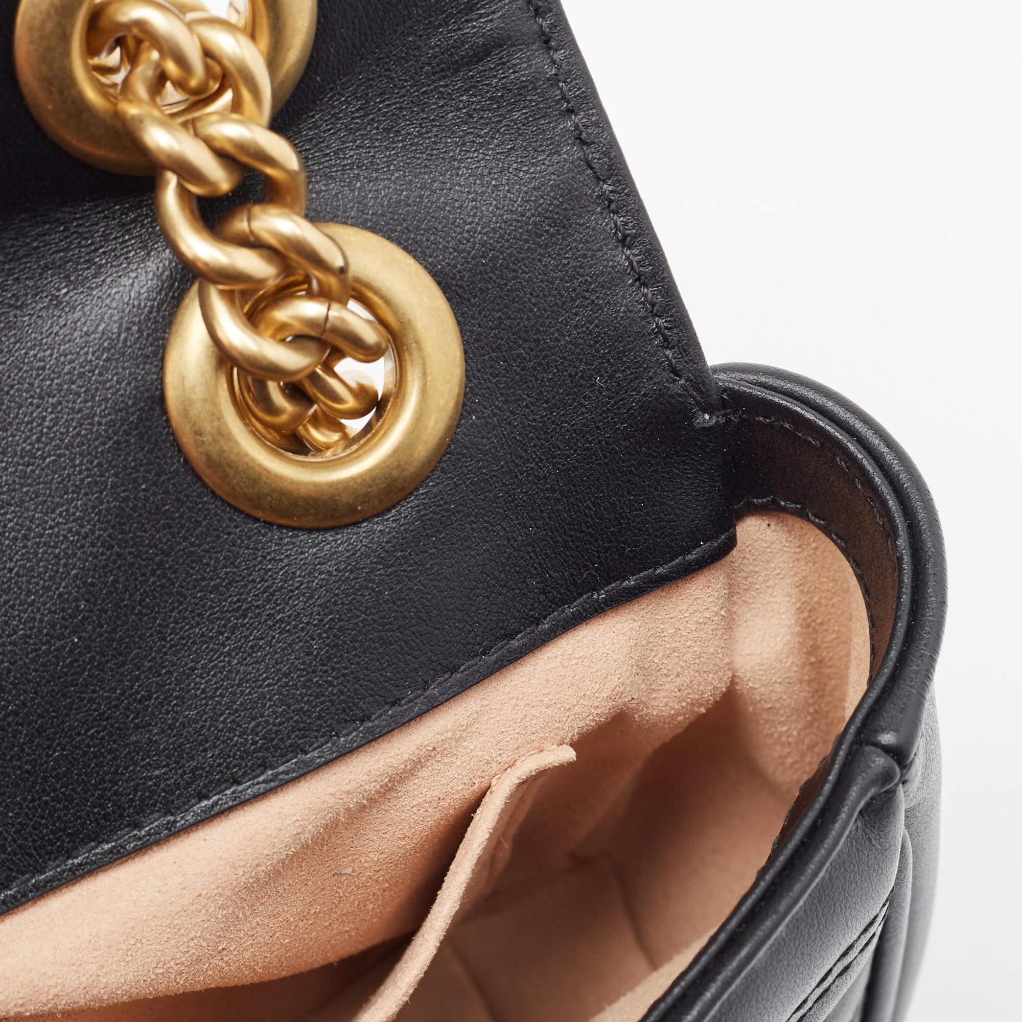 Gucci Black Matelassé Leather Mini GG Marmont Shoulder Bag 9