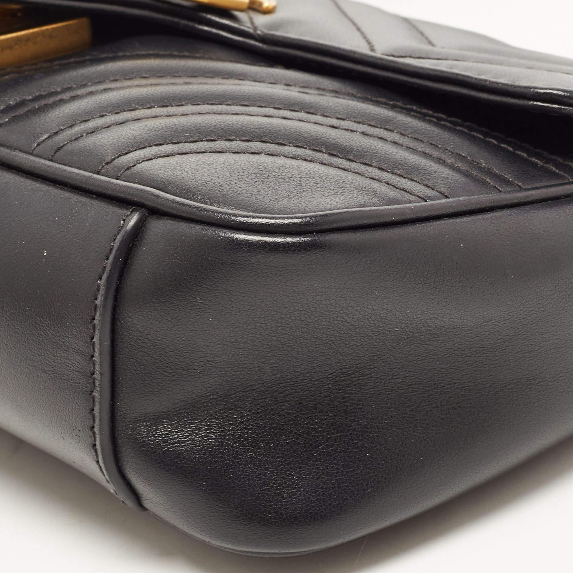 Gucci Black Matelassé Leather Mini GG Marmont Shoulder Bag 12