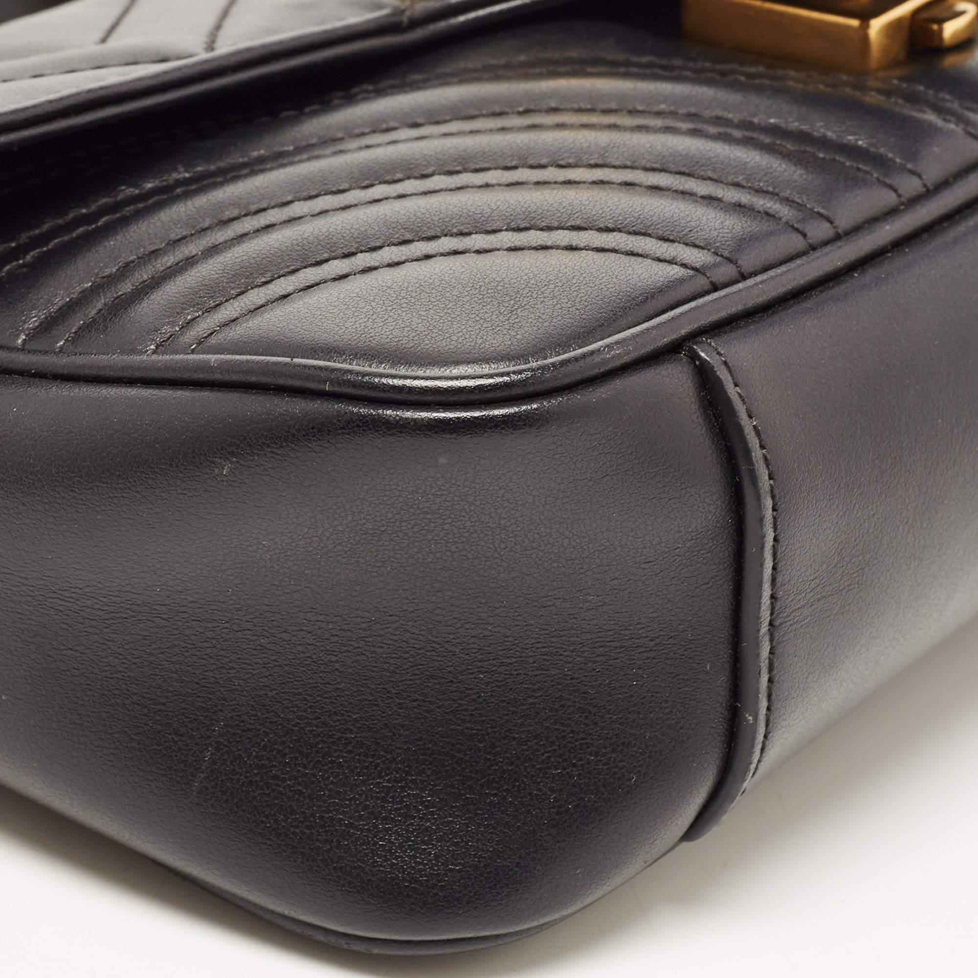Gucci Black Matelassé Leather Mini GG Marmont Shoulder Bag 13