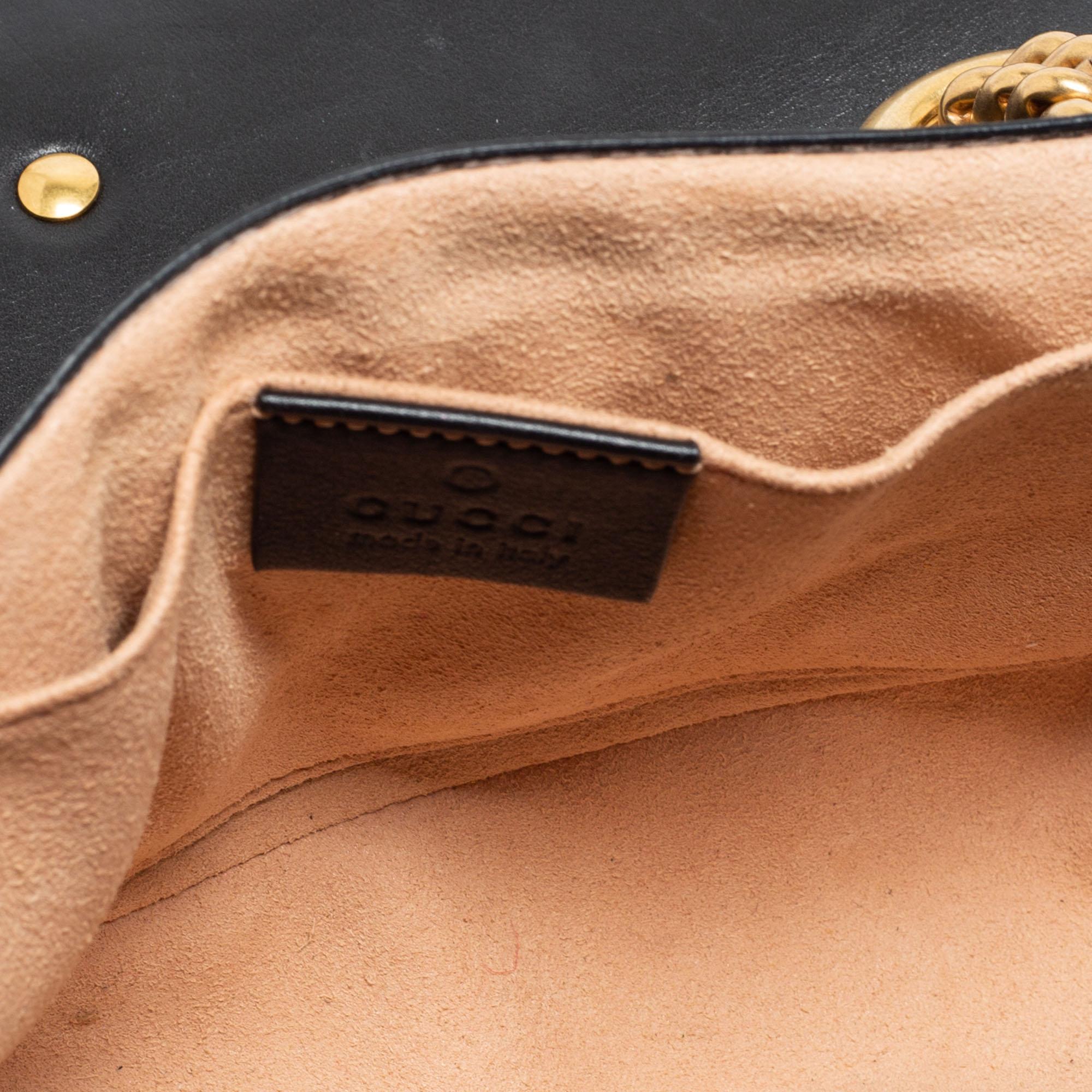 Gucci Black Matelassé Leather Mini GG Marmont Shoulder Bag 2