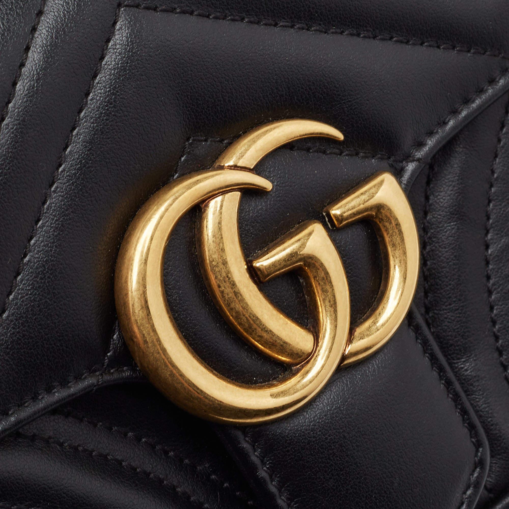 Gucci Black Matelassé Leather Mini GG Marmont Shoulder Bag 3