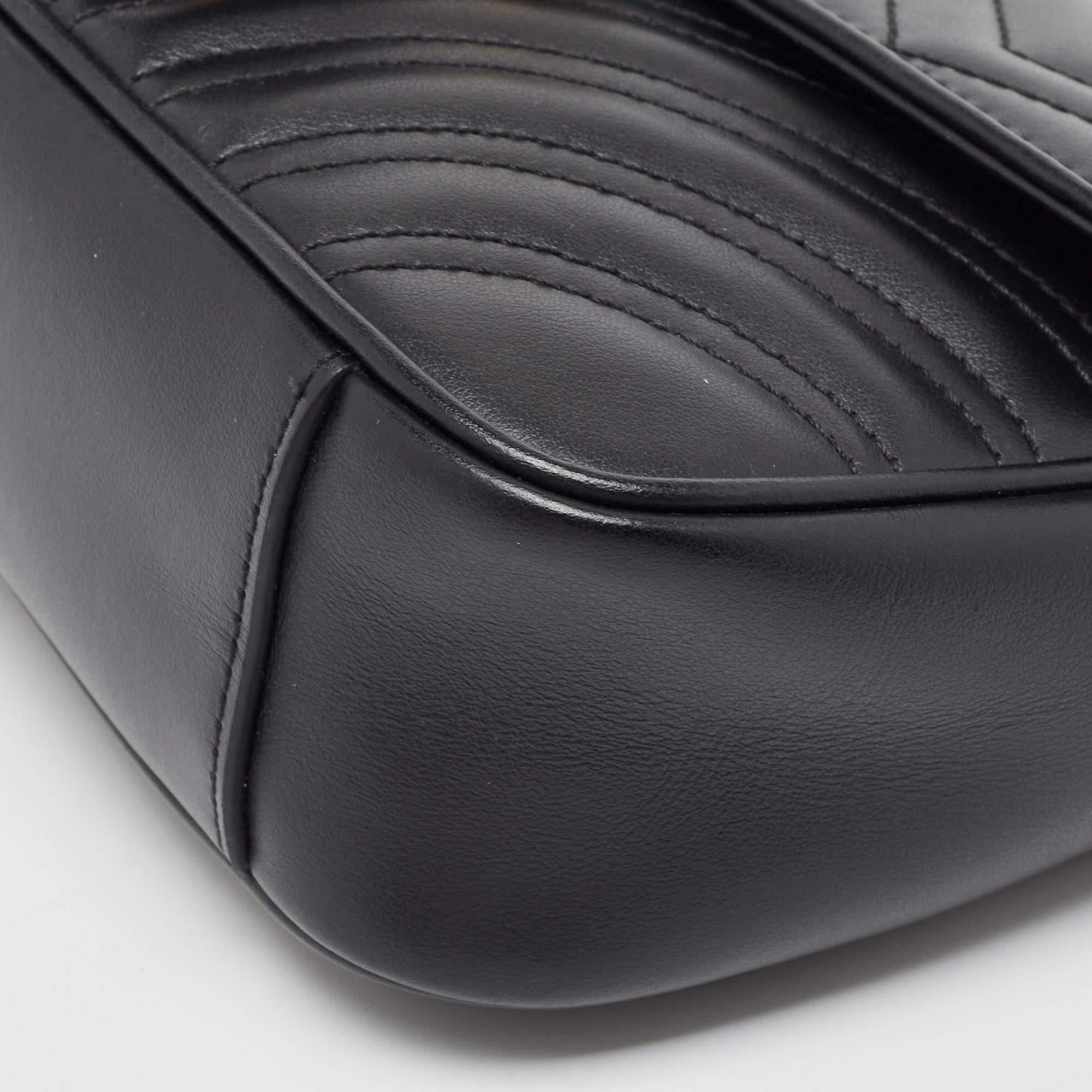 Gucci Black Matelassé Leather Mini GG Marmont Shoulder Bag 3