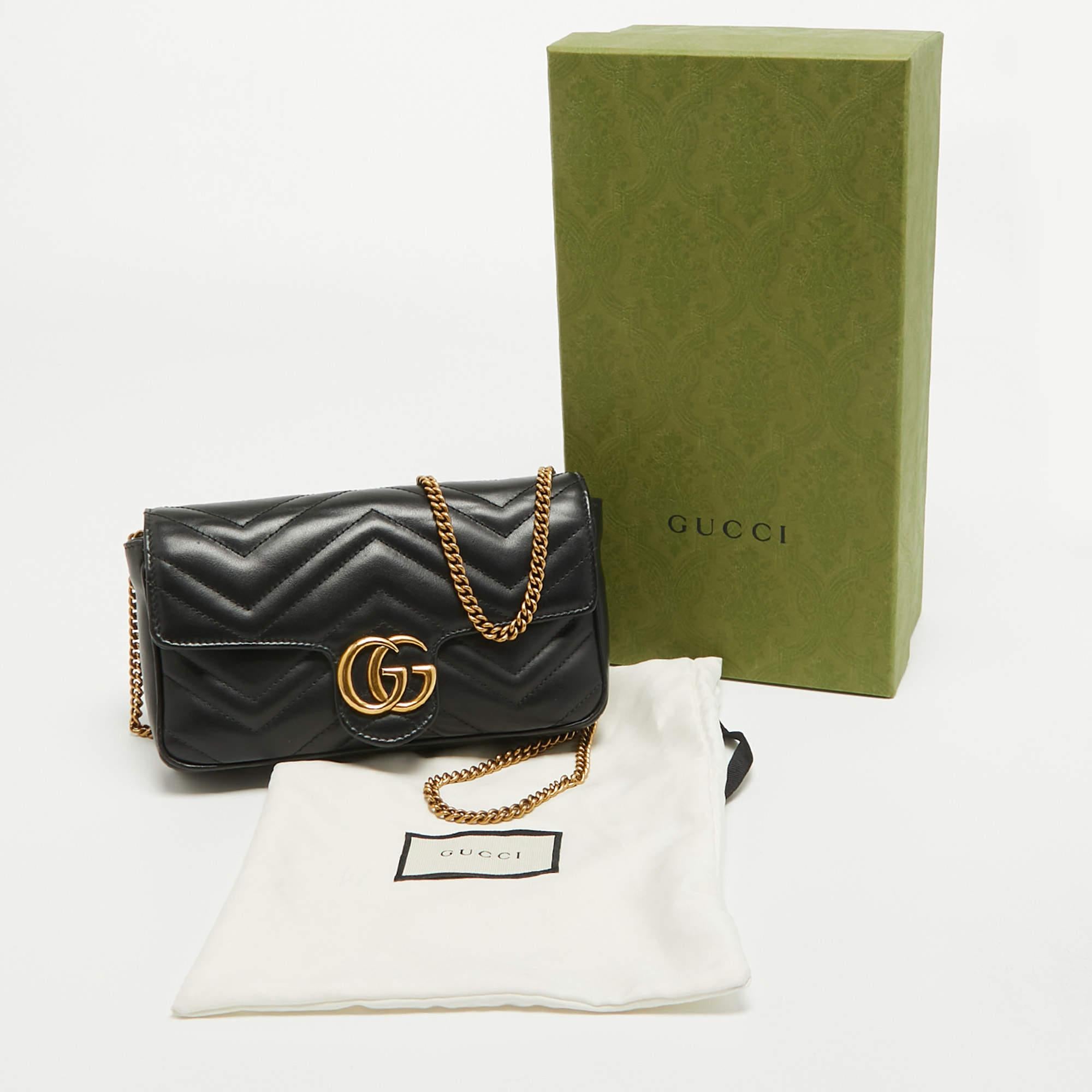 Gucci Black Matelasse Leather Mini GG Marmont Shoulder Bag 3