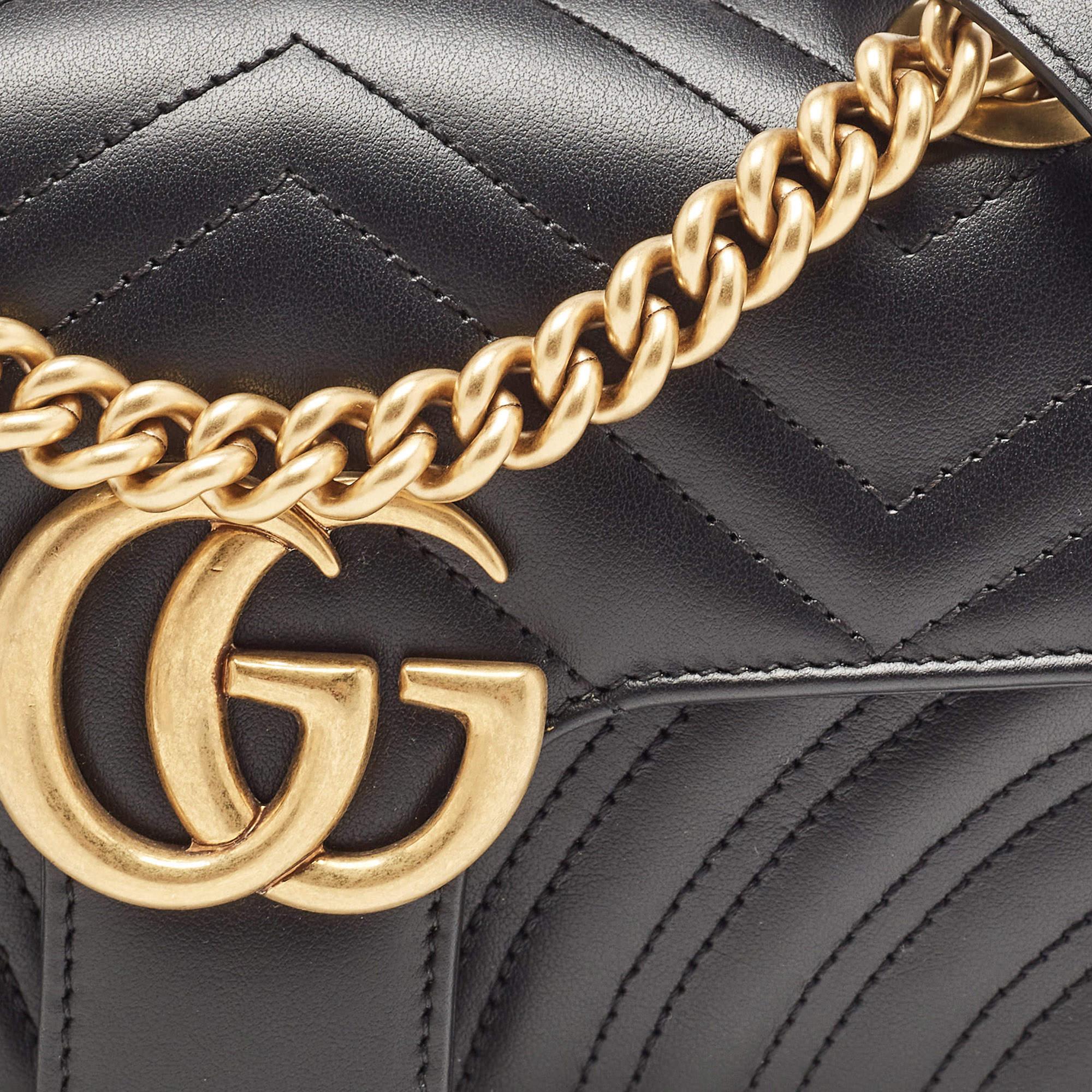 Gucci Black Matelassé Leather Mini GG Marmont Shoulder Bag 5