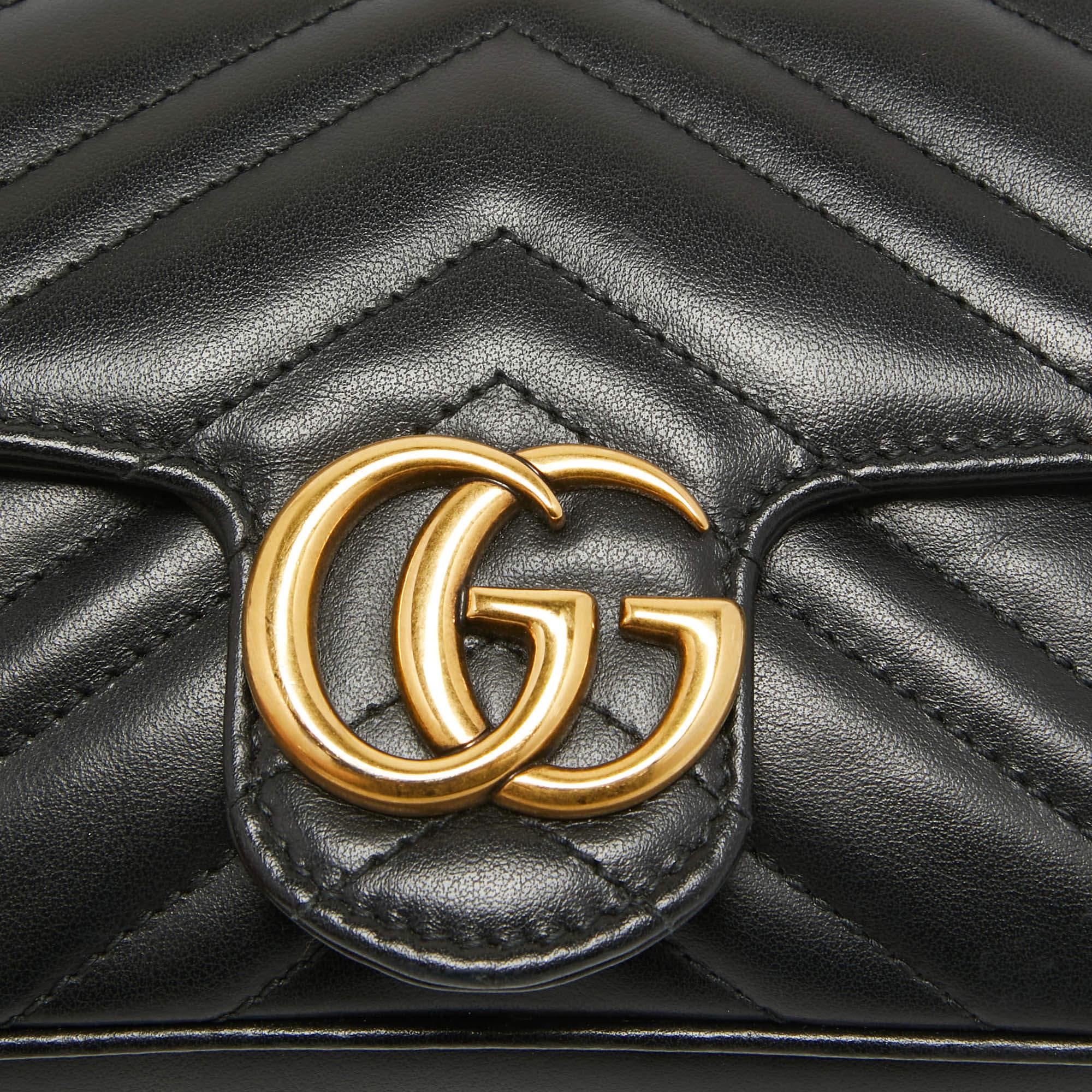 Gucci Black Matelasse Leather Mini GG Marmont Shoulder Bag 5