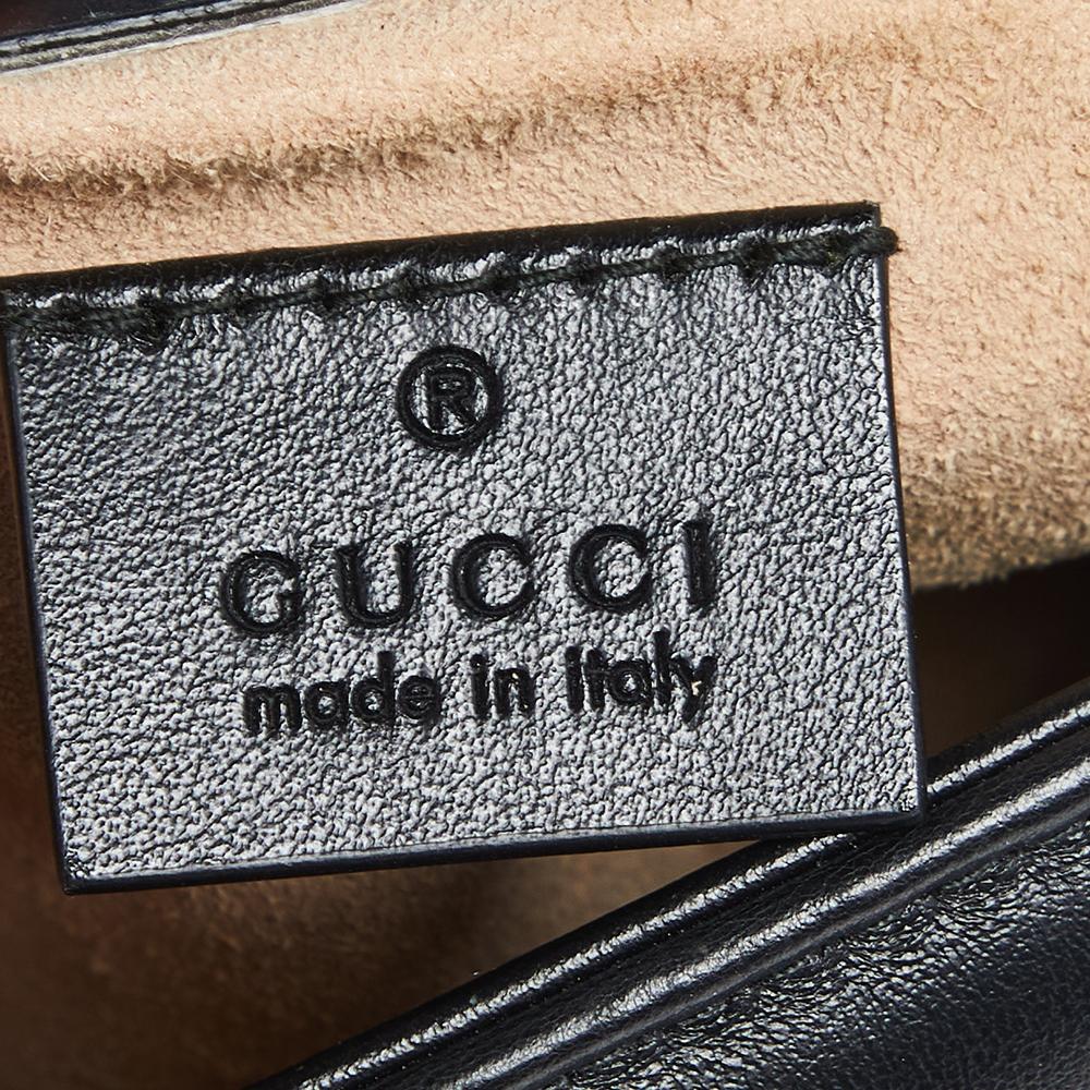 Gucci Black Matelassé Leather Mini GG Marmont Top Handle Bag 3