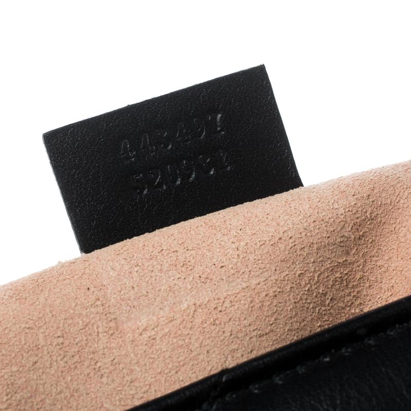 Women's Gucci Black Matelasse Leather Pearl Embellished GG Marmont Shoulder Bag
