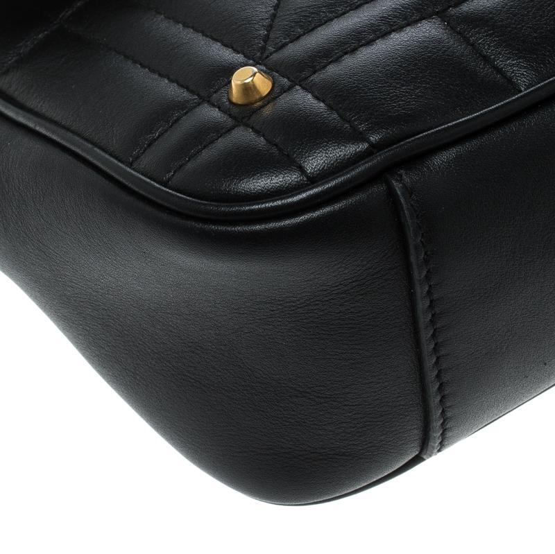 Gucci Black Matelasse Leather Pearl Embellished GG Marmont Shoulder Bag 2