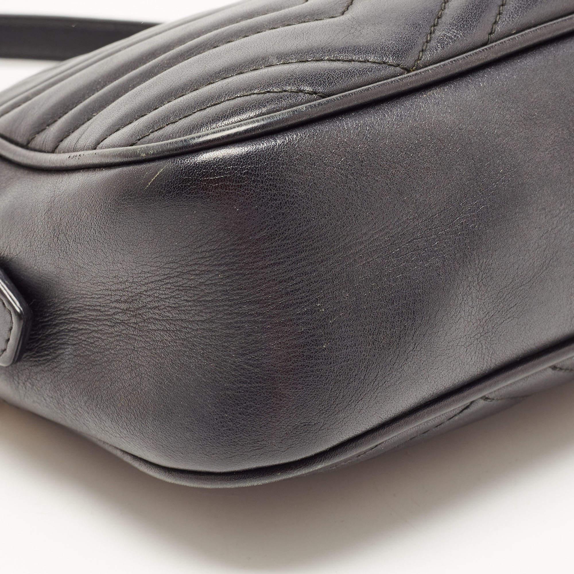 Gucci Black Matelassé Leather Small GG Marmont Camera Bag 11