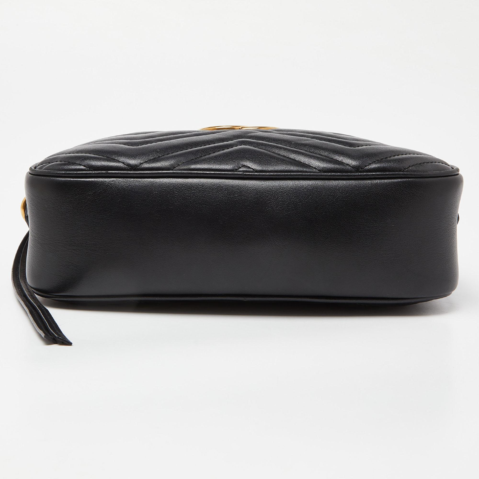 Gucci Black Matelassé Leather Small GG Marmont Camera Bag 1