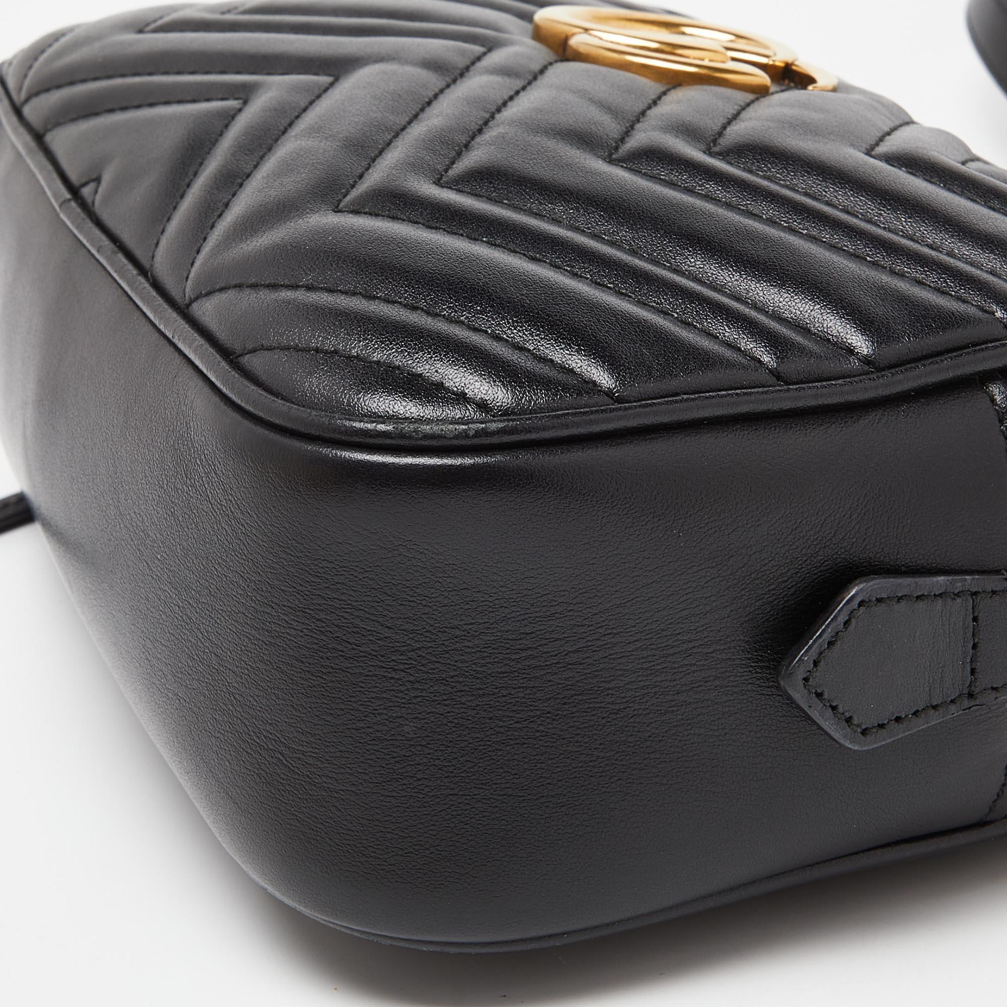 Gucci Black Matelassé Leather Small GG Marmont Camera Bag 5