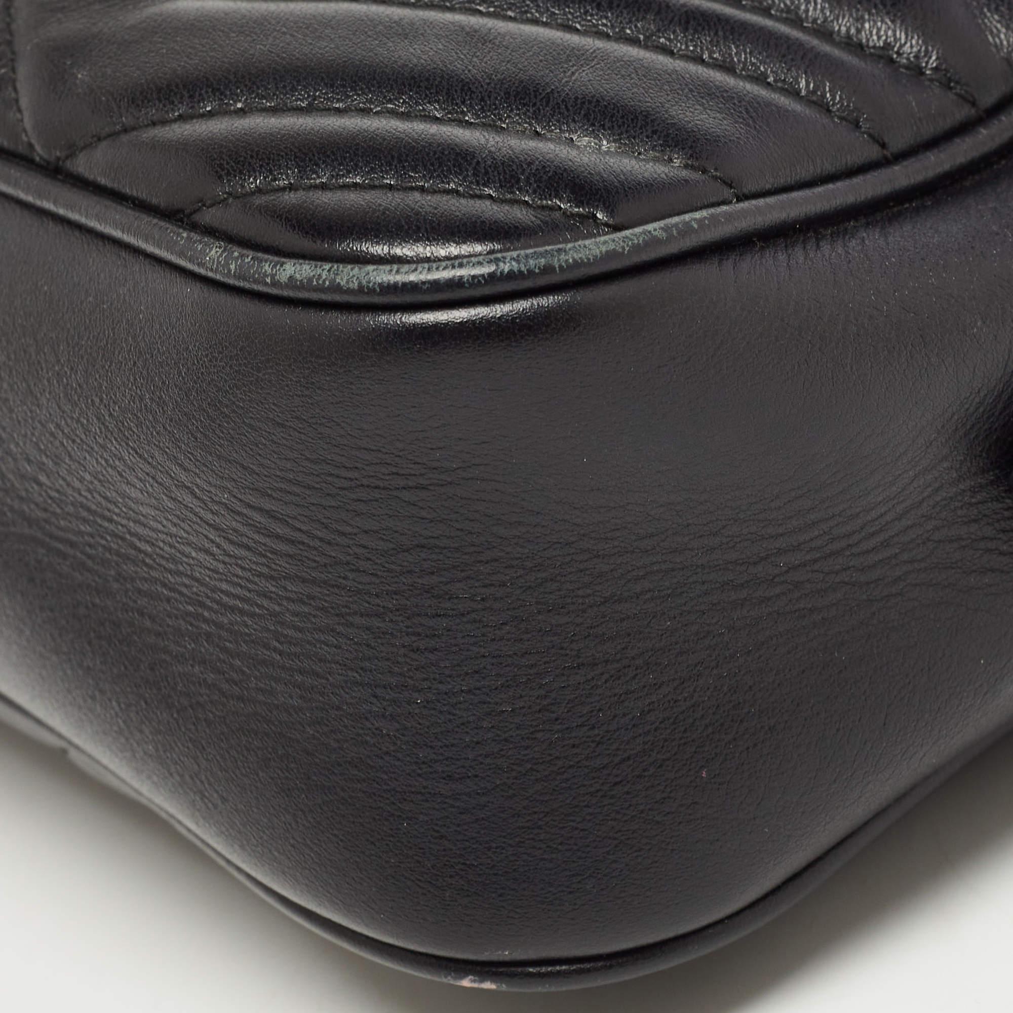 Gucci Black Matelassé Leather Small GG Marmont Camera Crossbody Bag 1