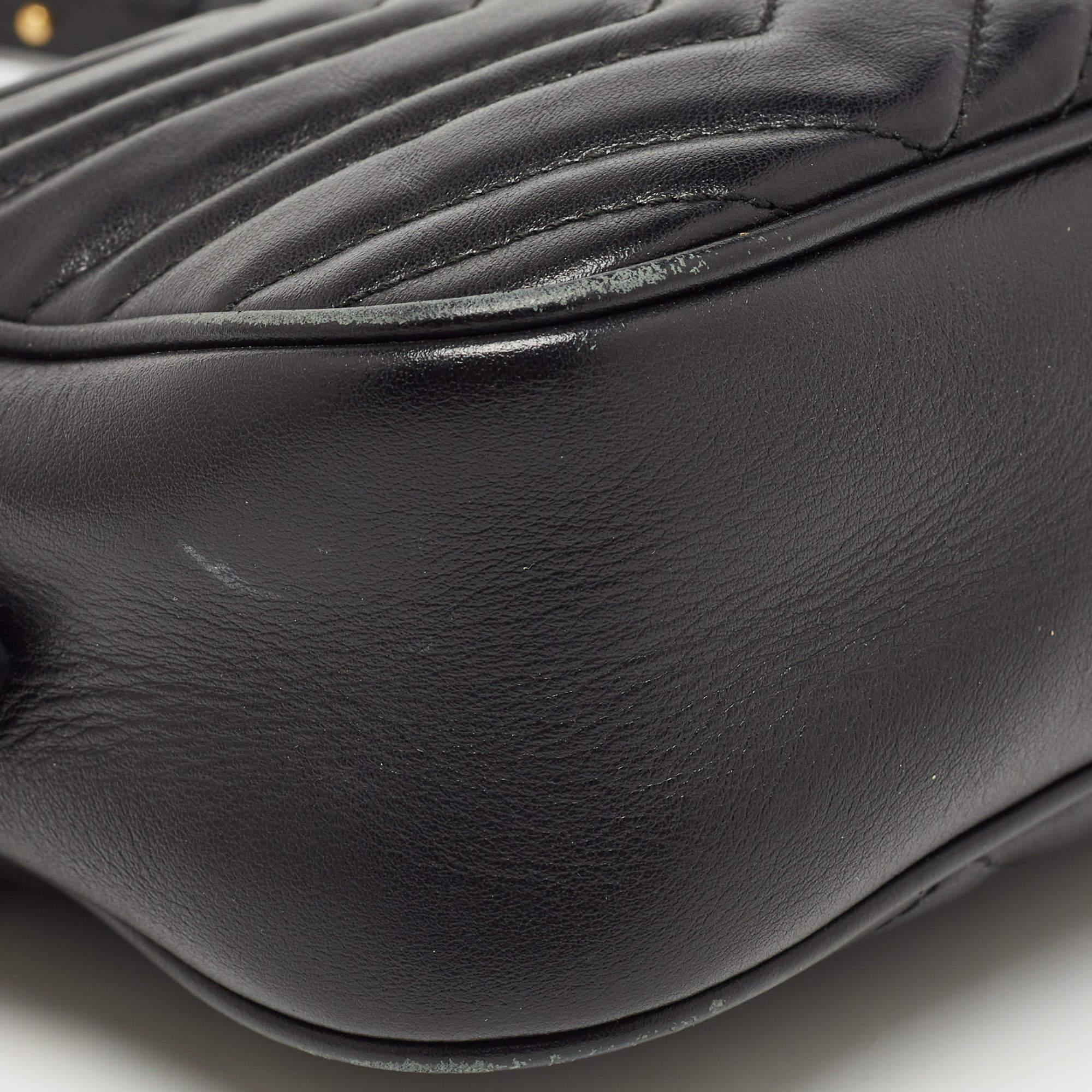 Gucci Black Matelassé Leather Small GG Marmont Camera Crossbody Bag 2