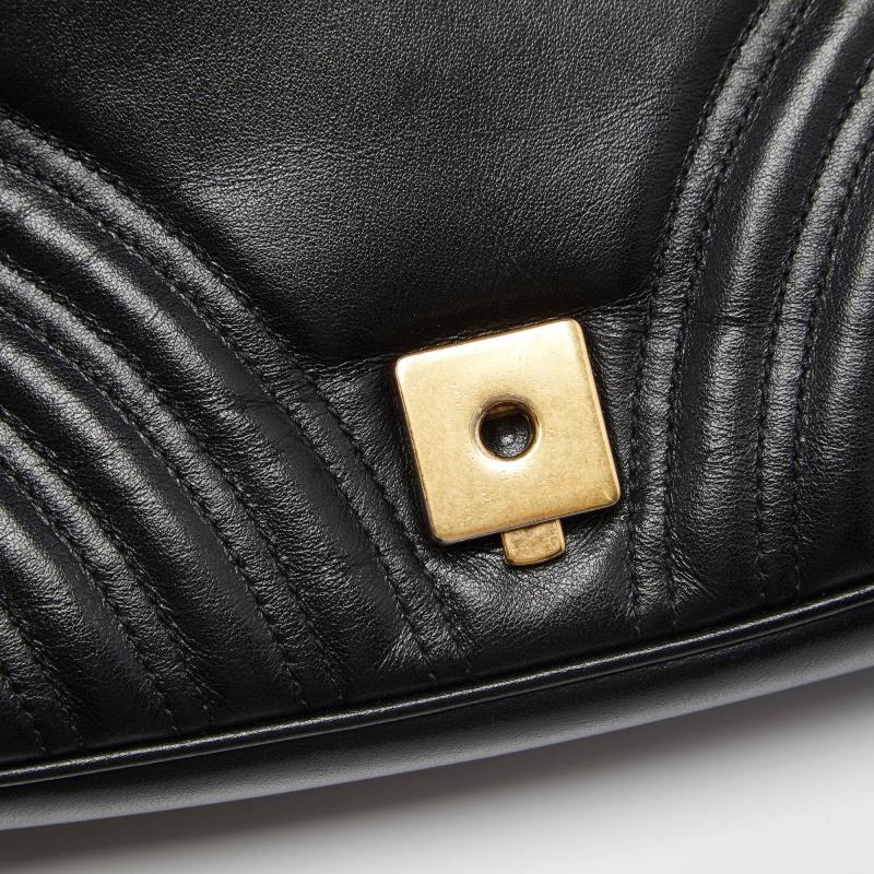Gucci Black Matelassé Leather Small GG Marmont Shoulder Bag 7
