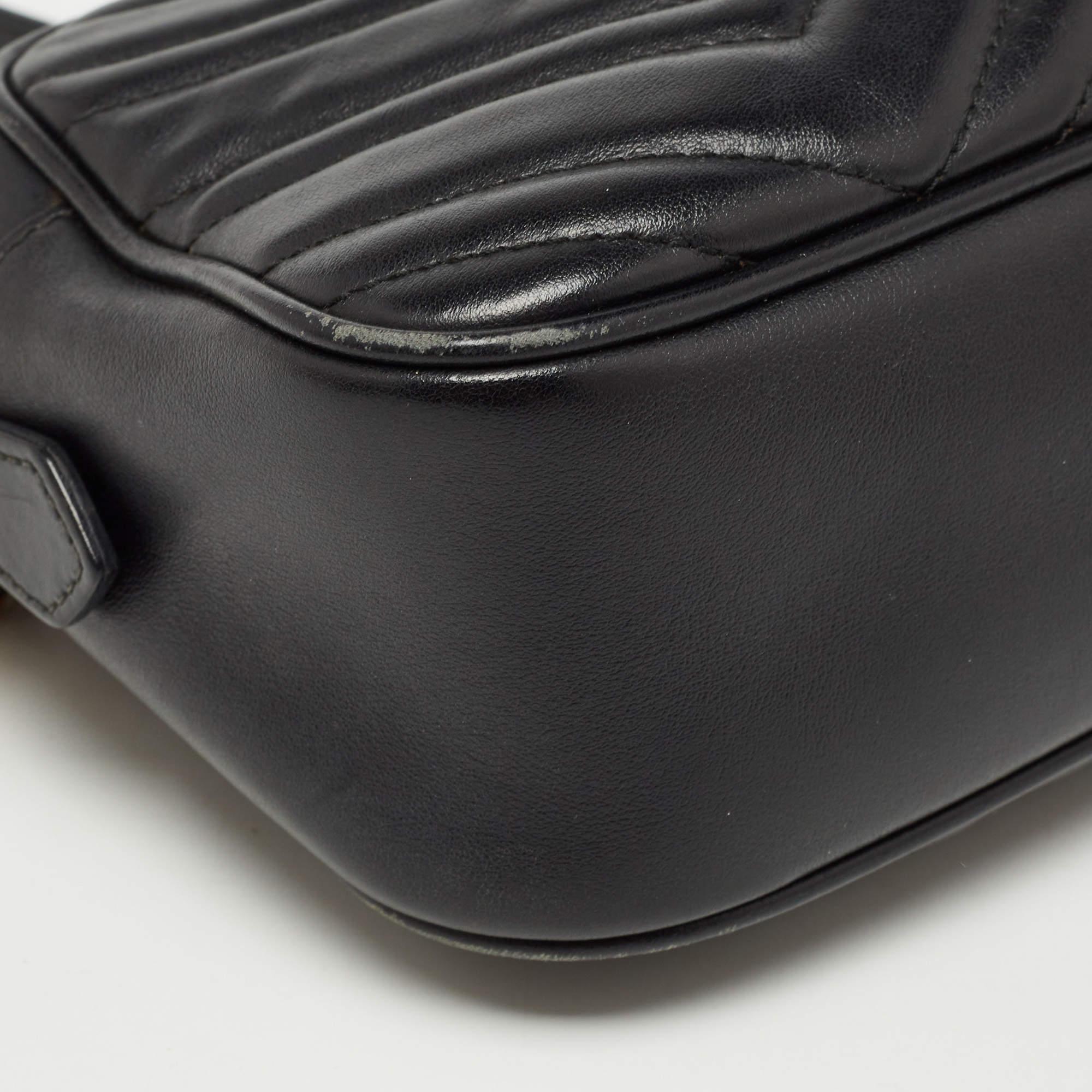 Gucci Black Matelassé Leather Small GG Marmont Shoulder Bag 7