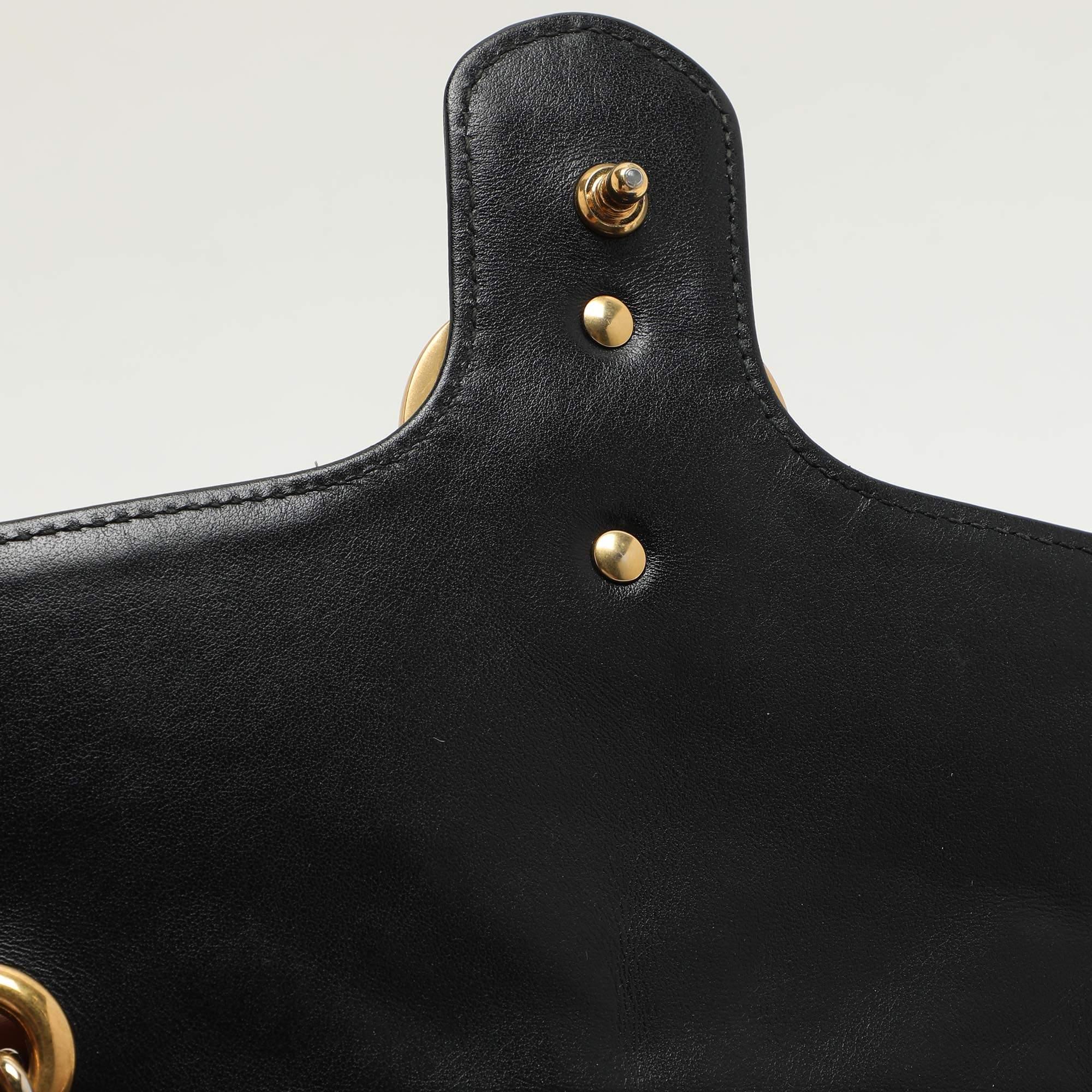 Gucci Black Matelassé Leather Small GG Marmont Shoulder Bag 2