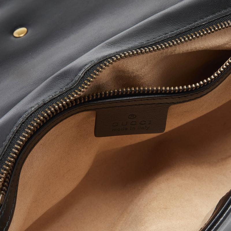 Gucci Black Matelassé Leather Small GG Marmont Shoulder Bag 4