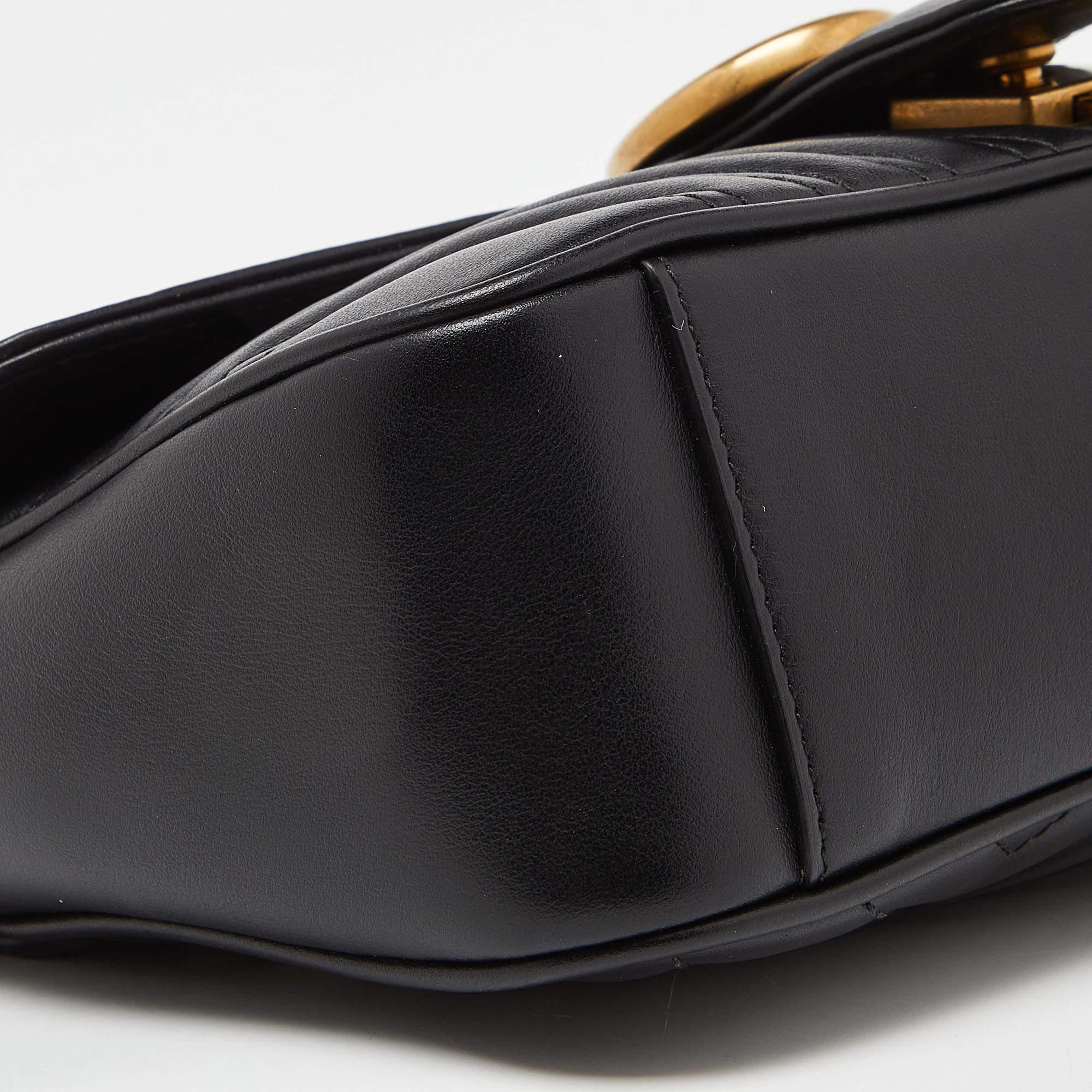 Gucci Black Matelassé Leather Small GG Marmont Shoulder Bag 4