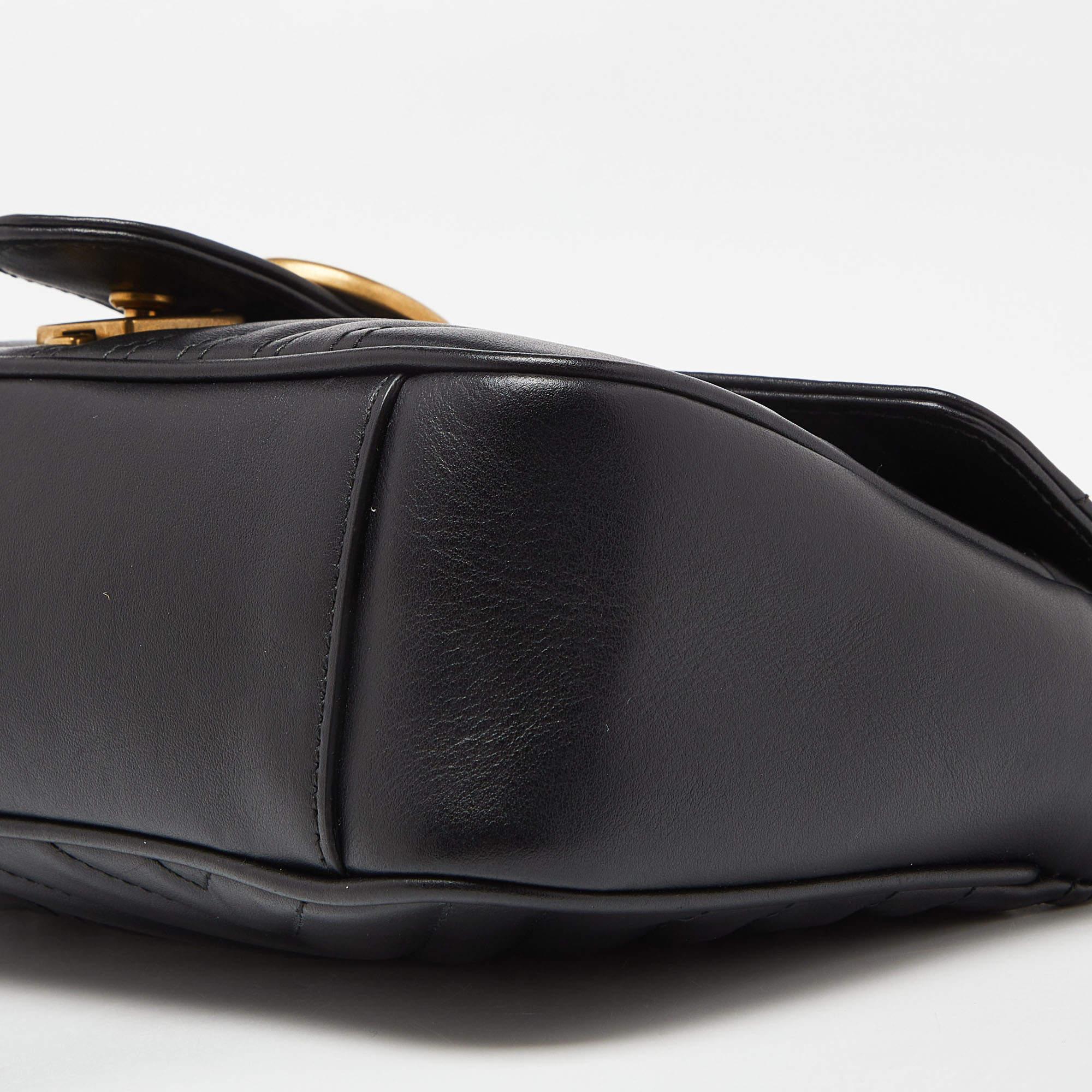 Gucci Black Matelassé Leather Small GG Marmont Shoulder Bag 5