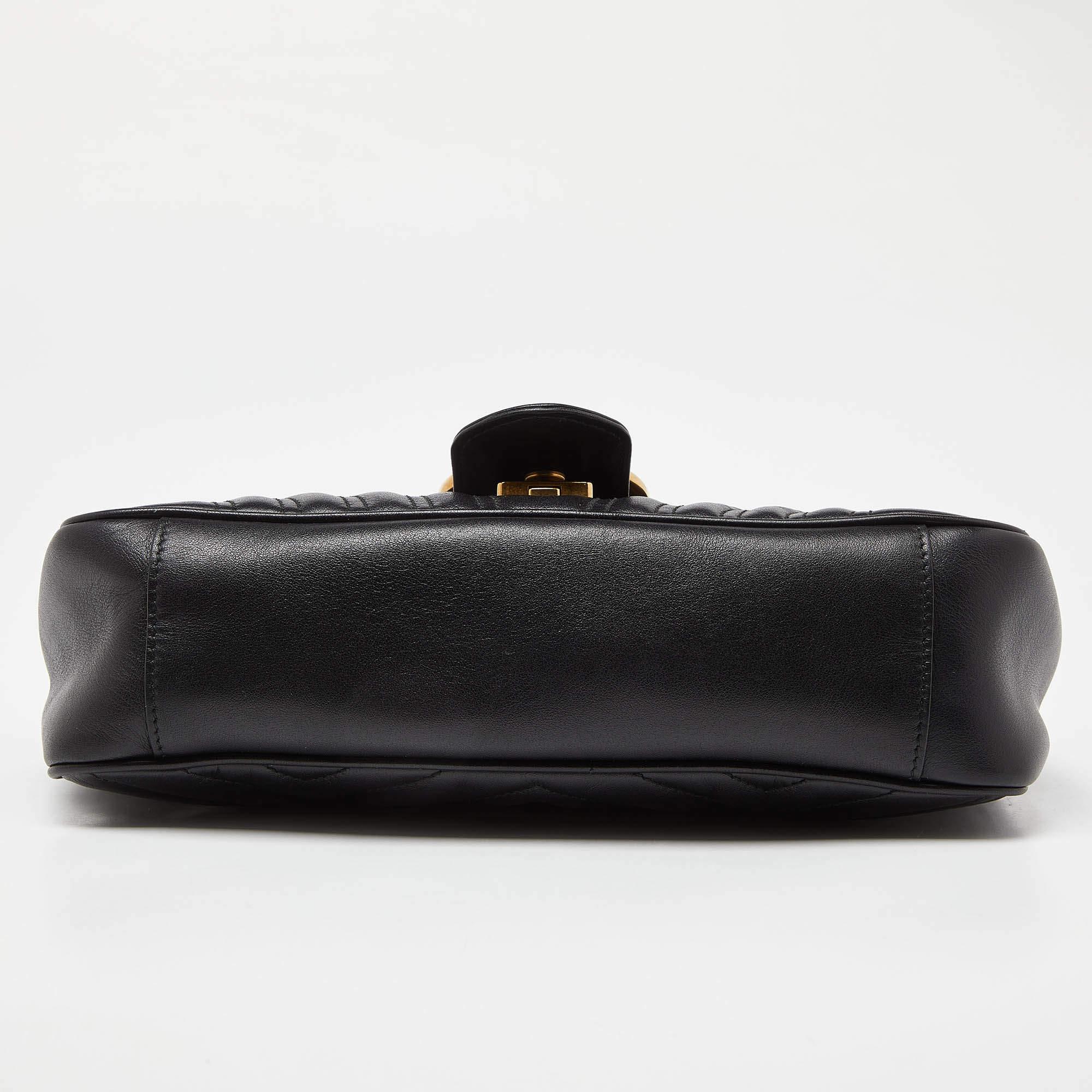 Gucci Black Matelassé Leather Small GG Marmont Shoulder Bag 5