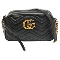 Gucci Black Matelasse Leather Small GG Marmont Shoulder Bag Gucci Black Matelasse Leather Small GG Marmont Shoulder Bag