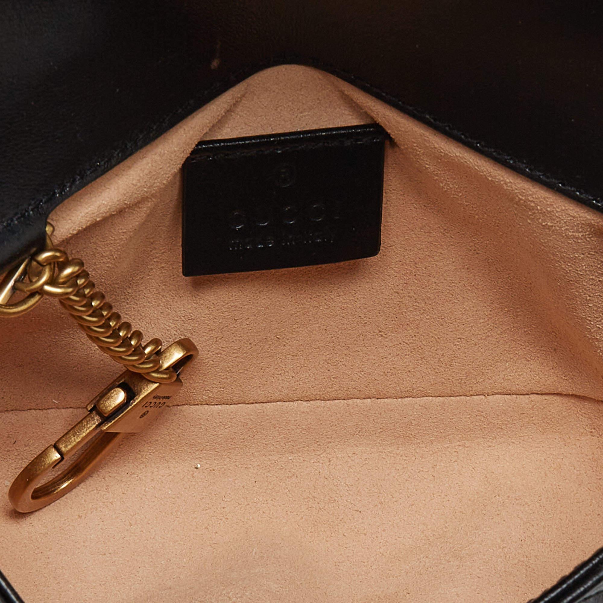 Gucci Black Matelassé Leather Super Mini GG Marmont Shoulder Bag 7