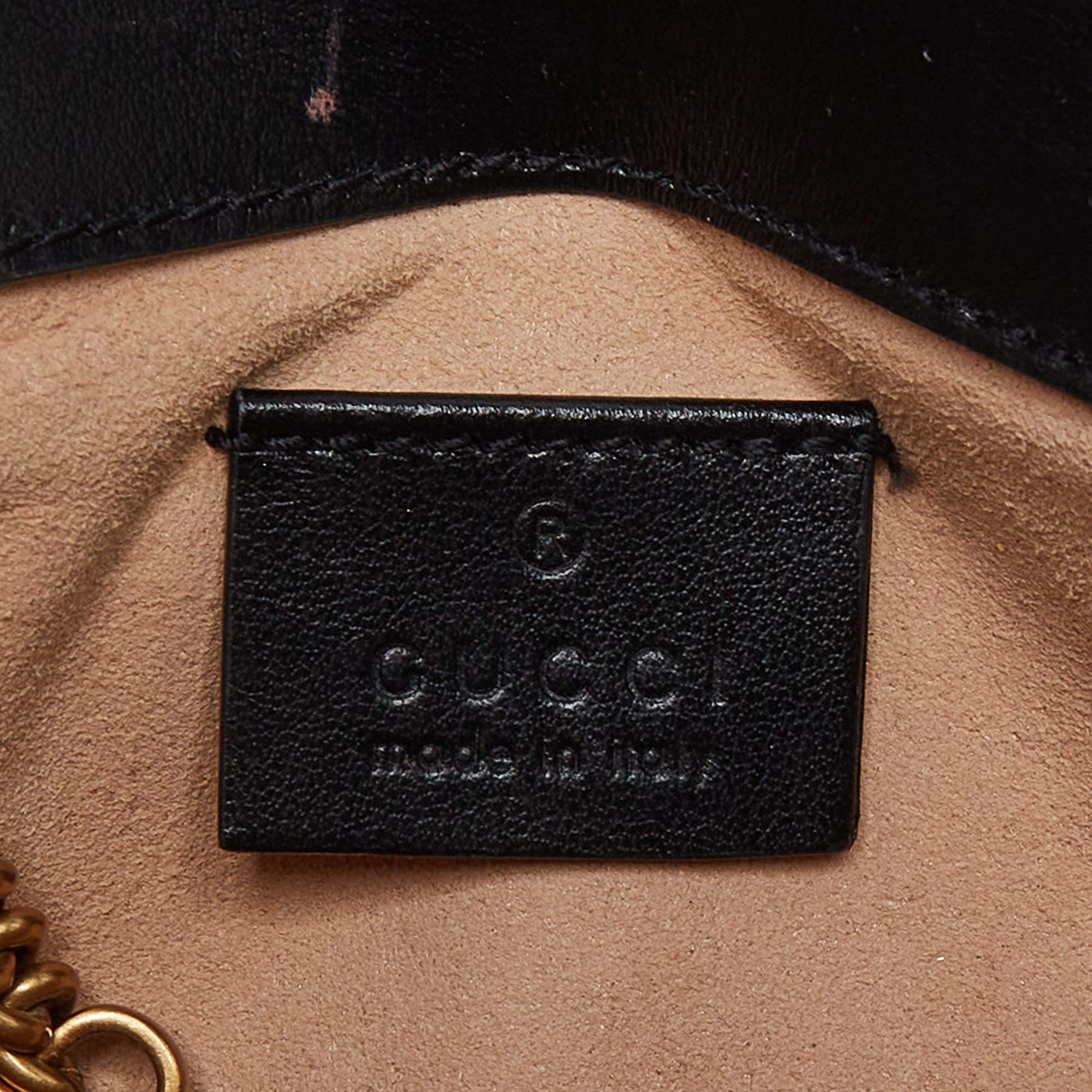 Gucci Black Matelassé Leather Super Mini GG Marmont Shoulder Bag 3