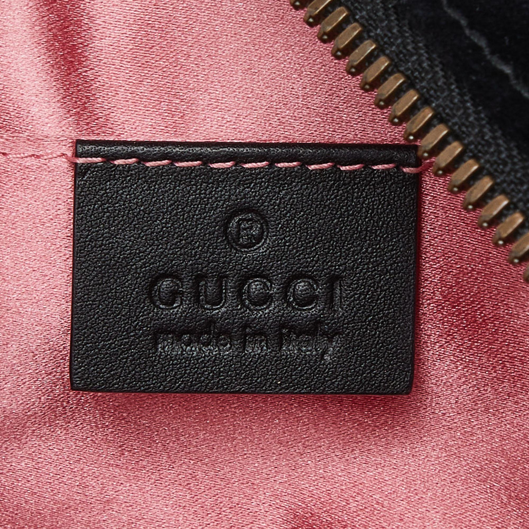 Gucci Black Matelassé Velvet and Leather Mini GG Marmont Belt Bag For Sale 6