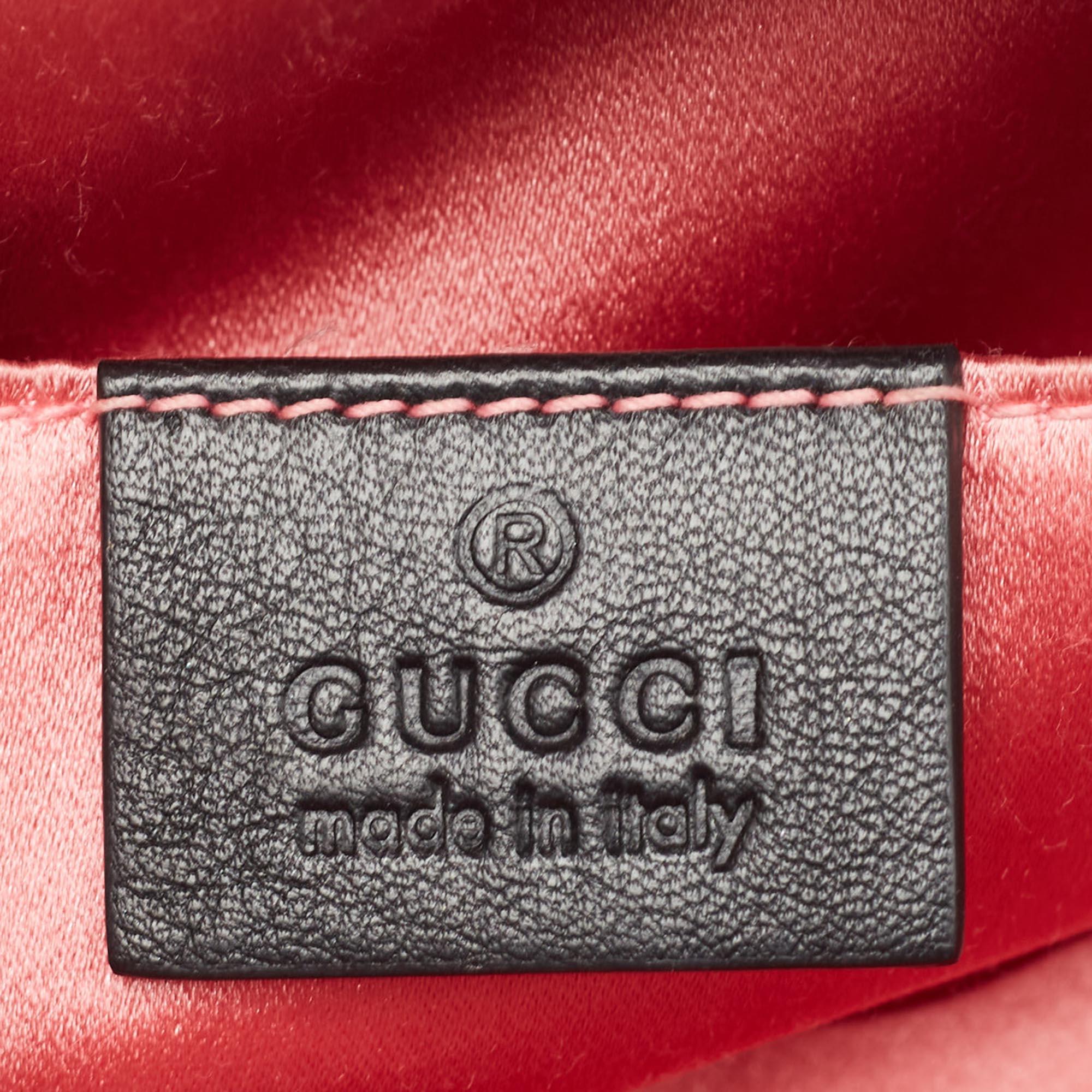 Gucci Black Matelassé Velvet and Leather Mini GG Marmont Belt Bag For Sale 5