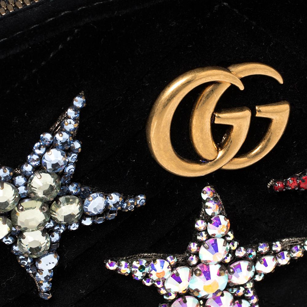 Gucci Black Matelassé Velvet GG Marmont Belt Bag 7