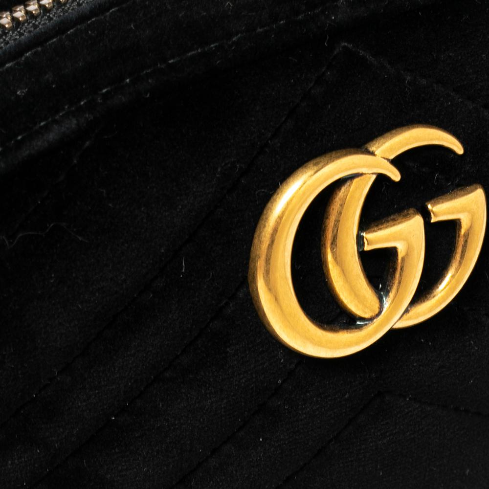 Gucci Black Matelasse Velvet GG Marmont Belt Bag 4