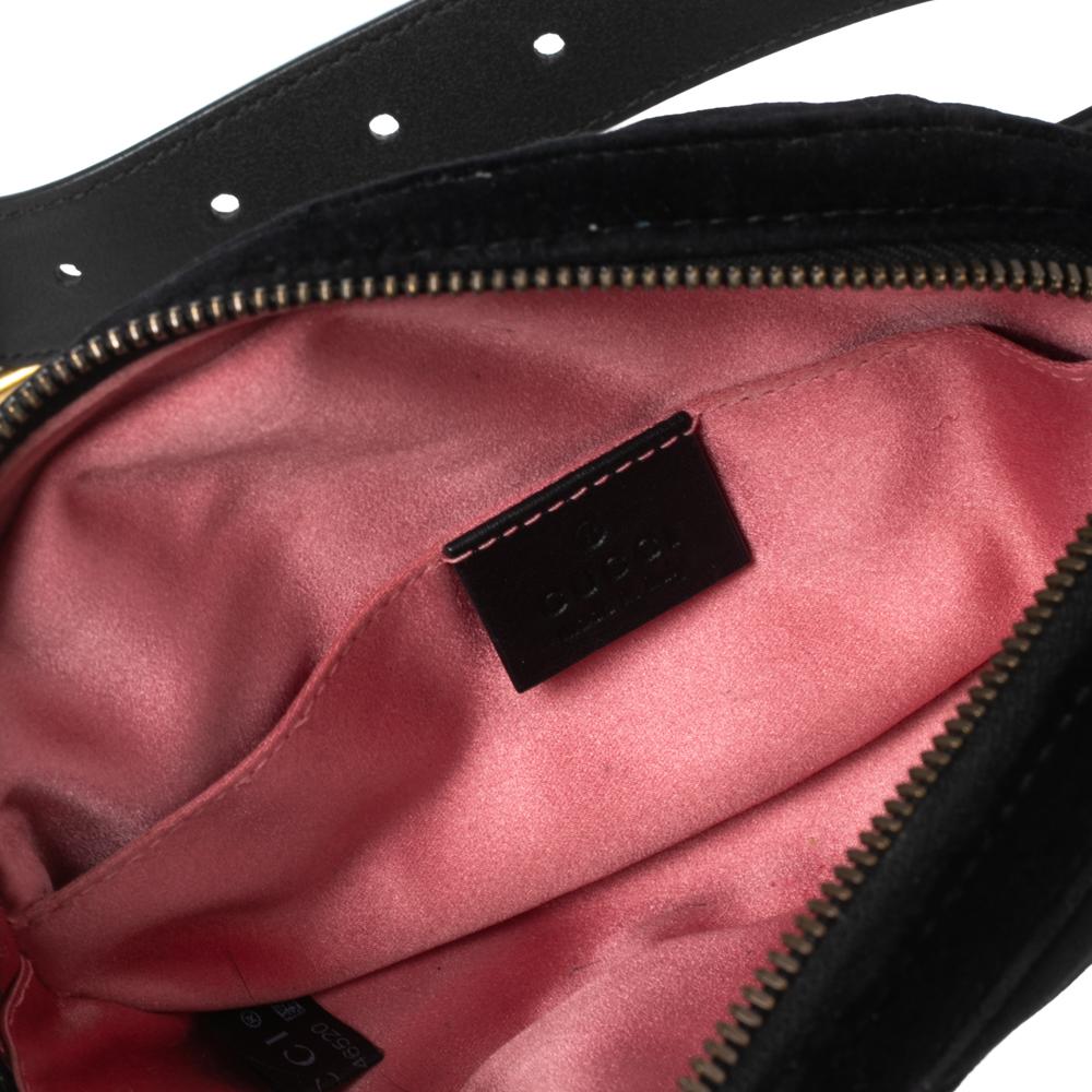 Gucci Black Matelassé Velvet GG Marmont Belt Bag 3