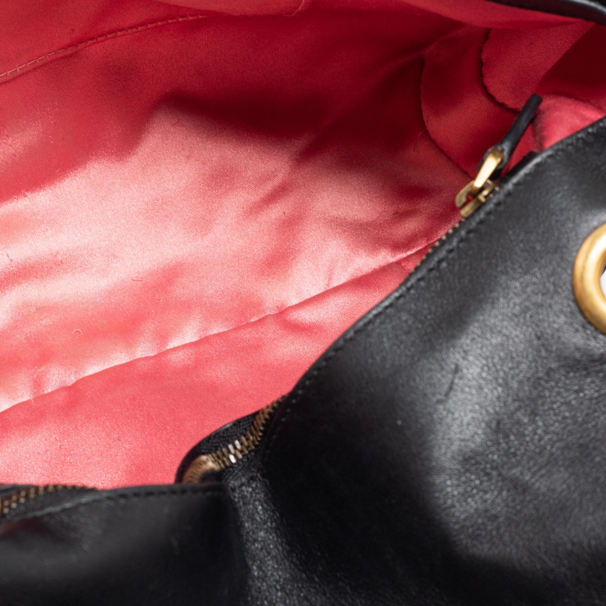 Gucci Black Matelassé Velvet Medium GG Marmont Shoulder Bag 4