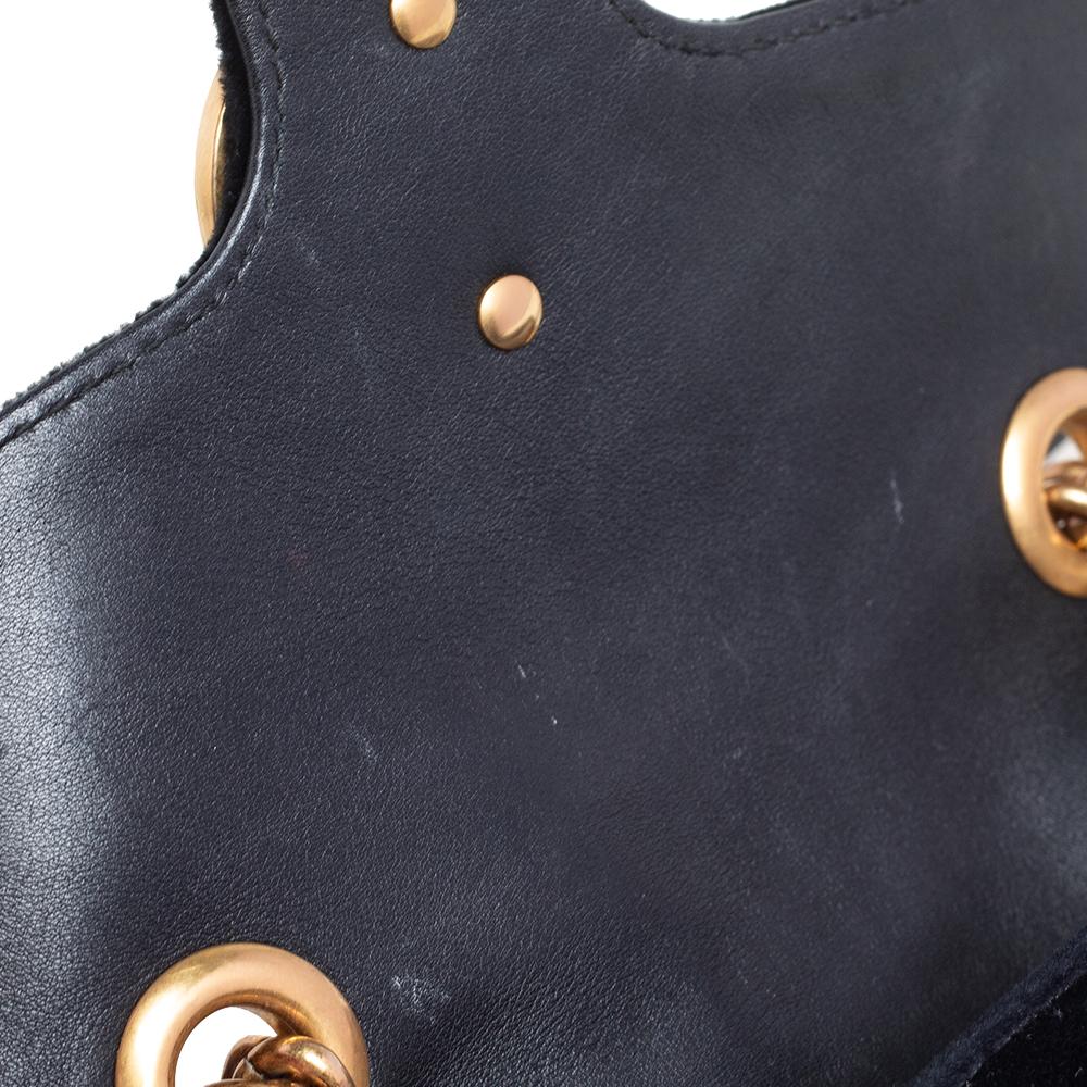 Gucci Black Matelassé Velvet Mini GG Marmont Shoulder Bag 5