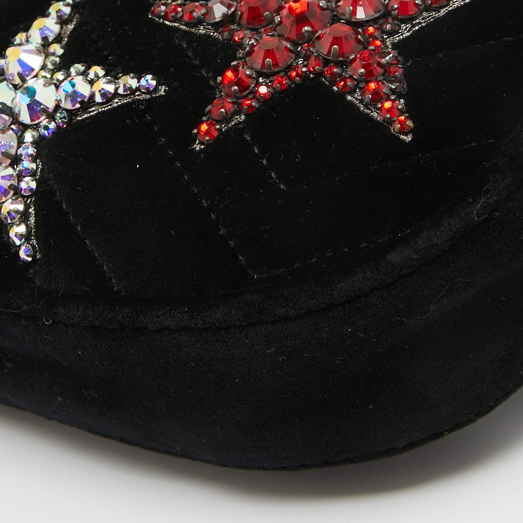 Gucci Black Matelassé Velvet Star Crystal GG Marmont Belt Bag 8