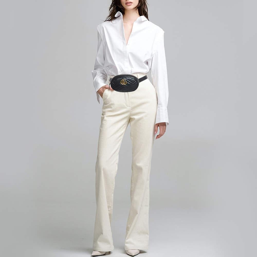 Chic and sophisticated this Gucci GG Marmont belt bag has the power to elevate the simplest of outfits. Finely crafted from matelassÃ© leather it gets a luxe update with a double G motif on the front.