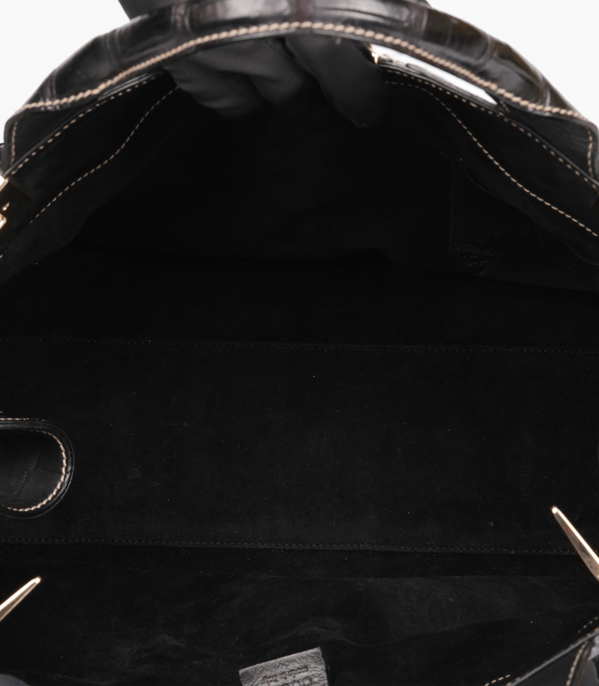 Gucci Black Matte Alligator Leather Large Tassle Race Tote im Angebot 2