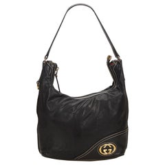 Gucci Black Medium Guccissima Leather Britt Hobo