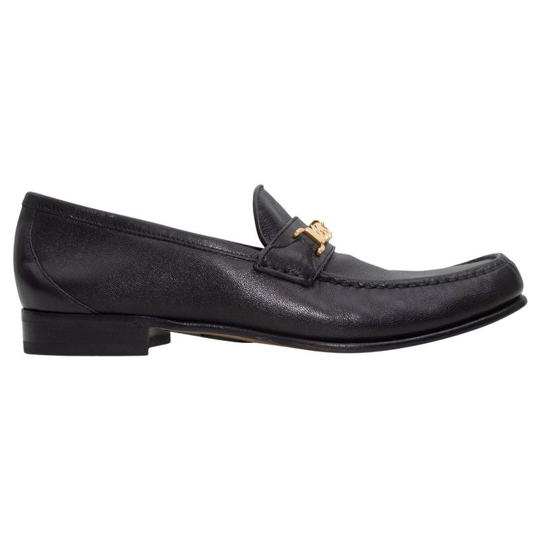 Gucci Black Men's Leather and Chain-Link Loafers For Sale at 1stDibs