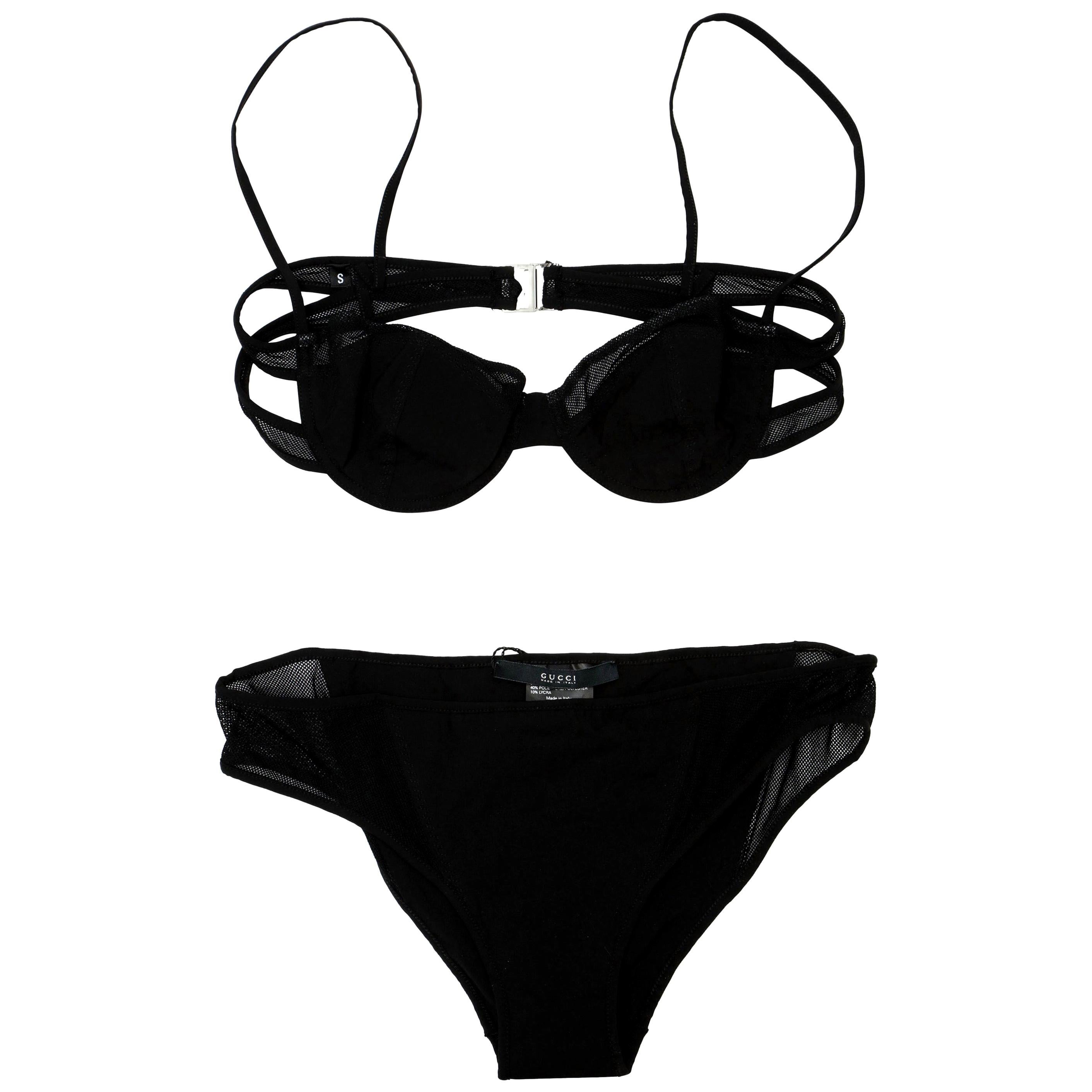 Gucci Black Mesh Bikini For Sale