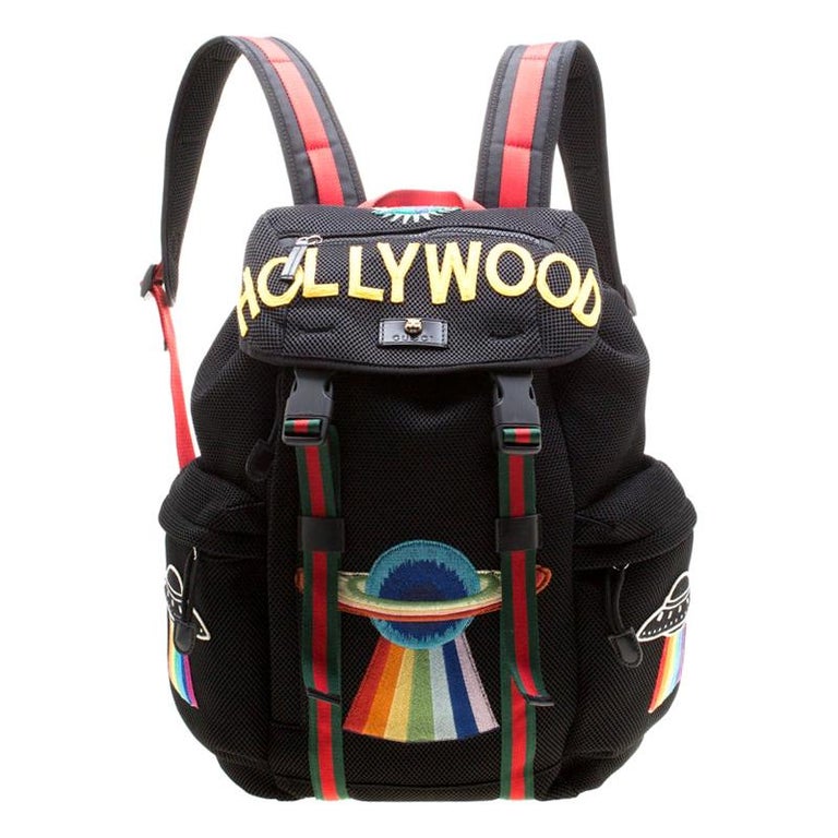 Gucci Black Mesh Embroidered Hollywood Backpack For Sale at 1stDibs ...