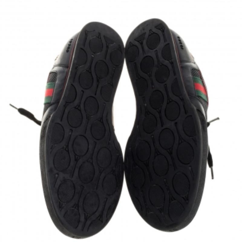 Men's Gucci Black Mesh Fabric and Leather Vintage Tennis Web Low Top Sneakers Size 45 For Sale