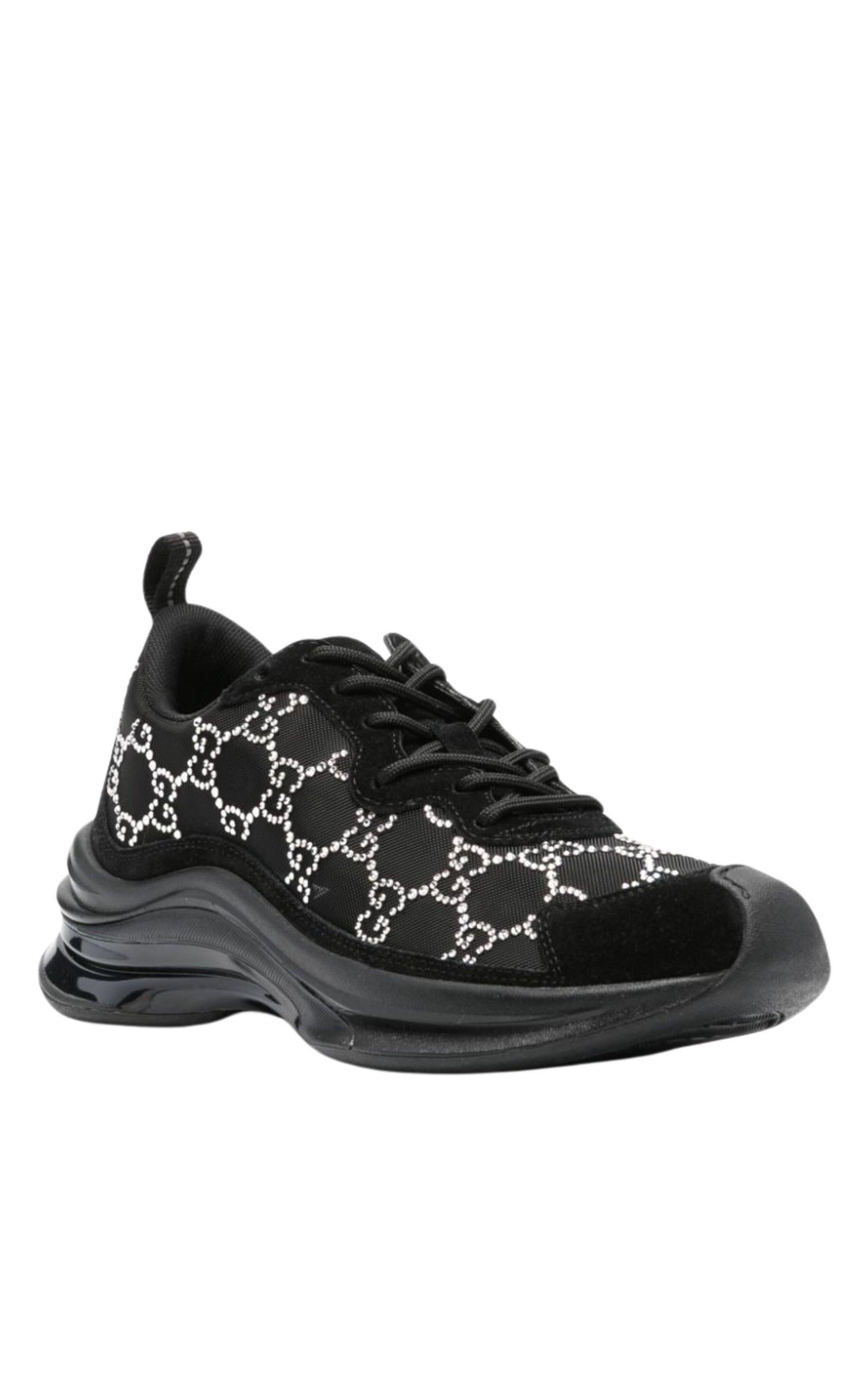 Gucci Black Mesh Runners with Crystals 37.5 For Sale 1